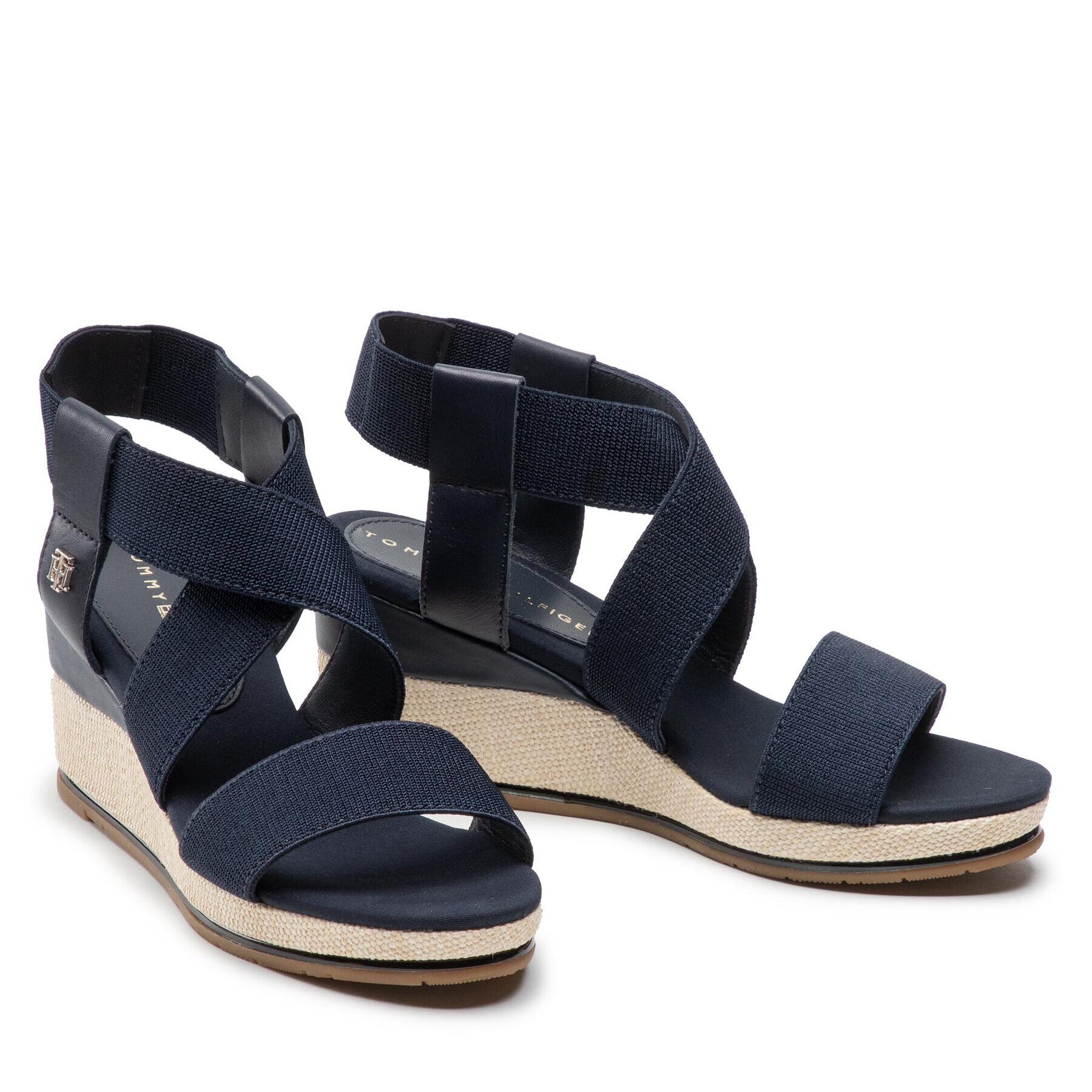Tommy Hilfiger Сандали Essential Elastic Low Wedge FW0FW06305 Тъмносин - Pepit.bg