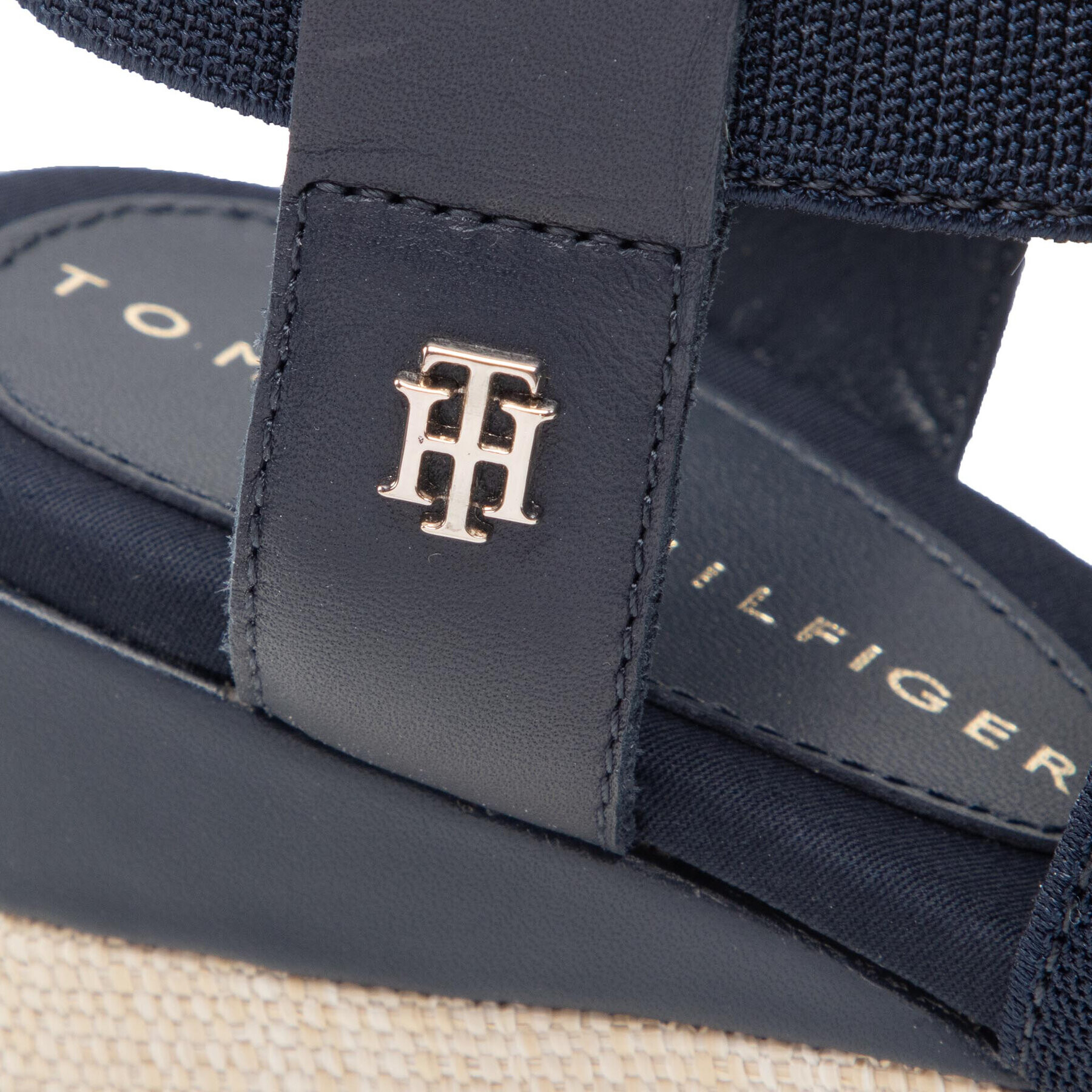 Tommy Hilfiger Сандали Essential Elastic Low Wedge FW0FW06305 Тъмносин - Pepit.bg