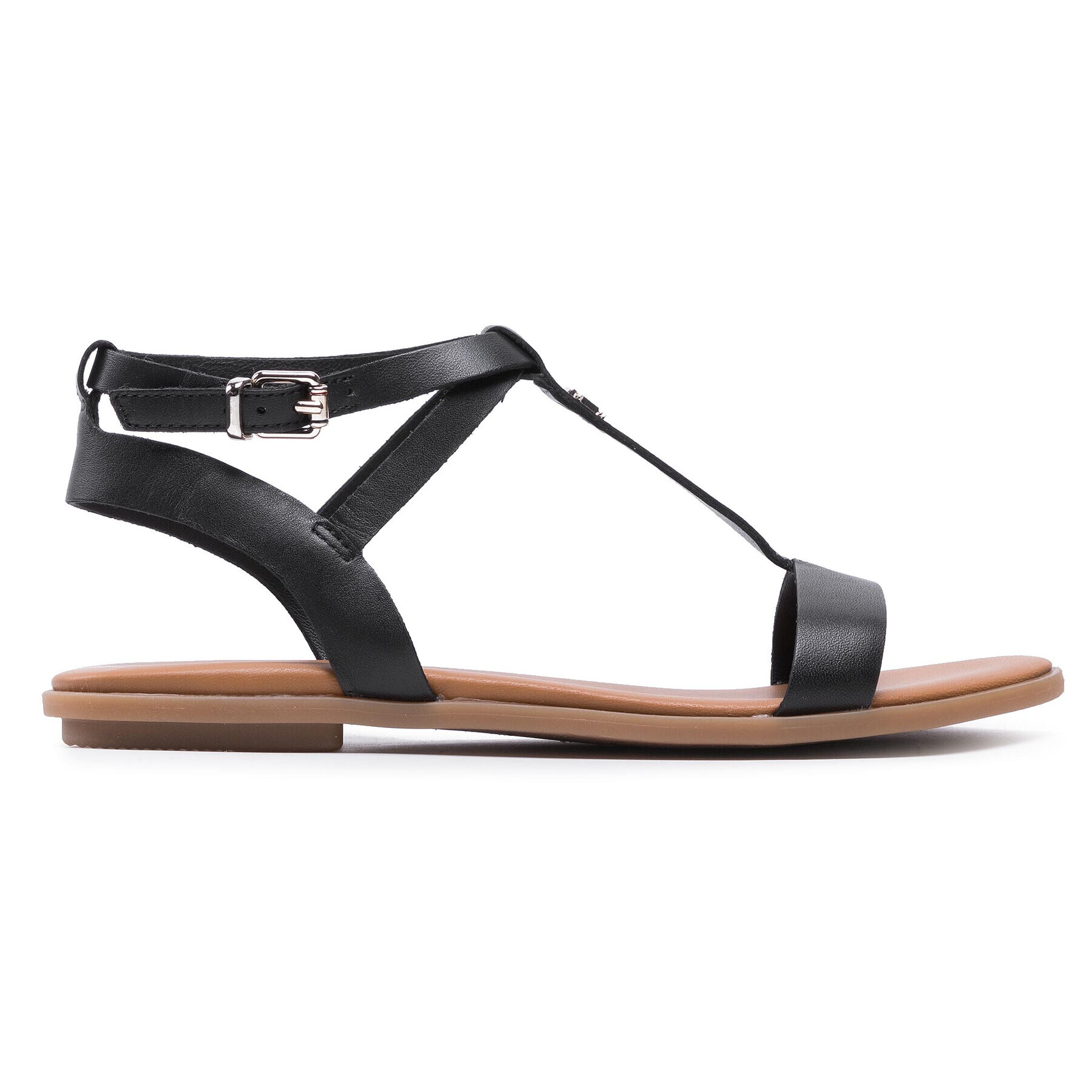 Tommy Hilfiger Сандали Feminine Leather Flat Sandal FW0FW05628 Черен - Pepit.bg