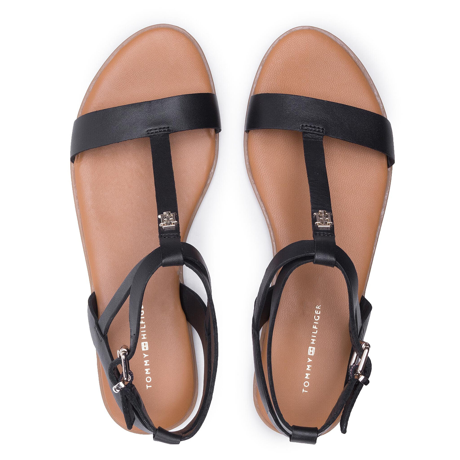 Tommy Hilfiger Сандали Feminine Leather Flat Sandal FW0FW05628 Черен - Pepit.bg