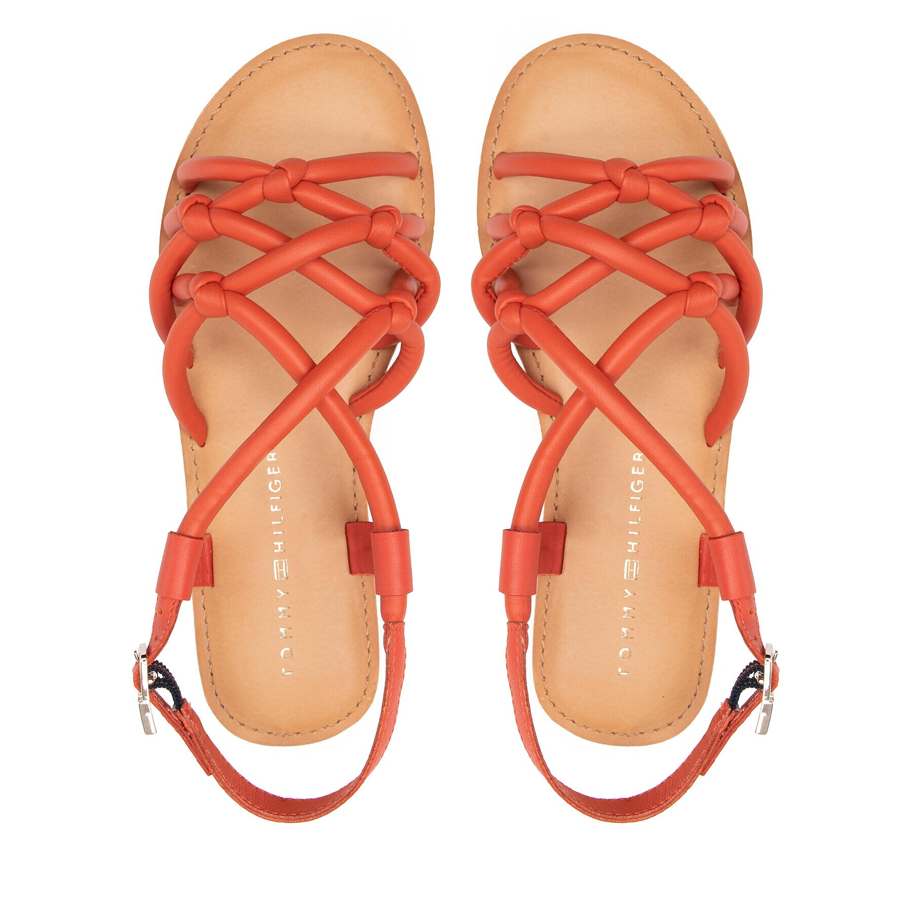 Tommy Hilfiger Сандали Flat Strappy Sandal FW0FW06668 Червен - Pepit.bg