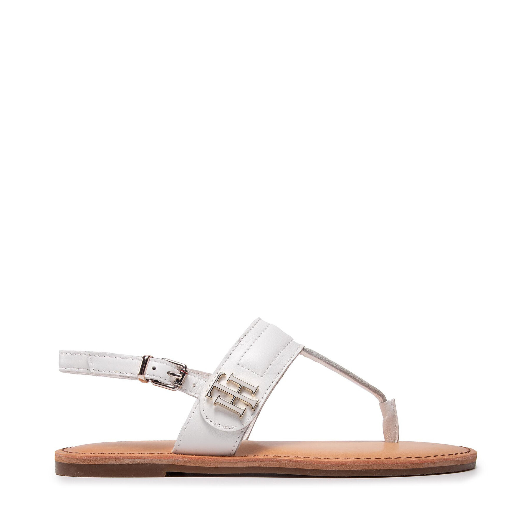 Tommy Hilfiger Сандали Hardware Th Flat Leather Sandal FW0FW05912 Бял - Pepit.bg