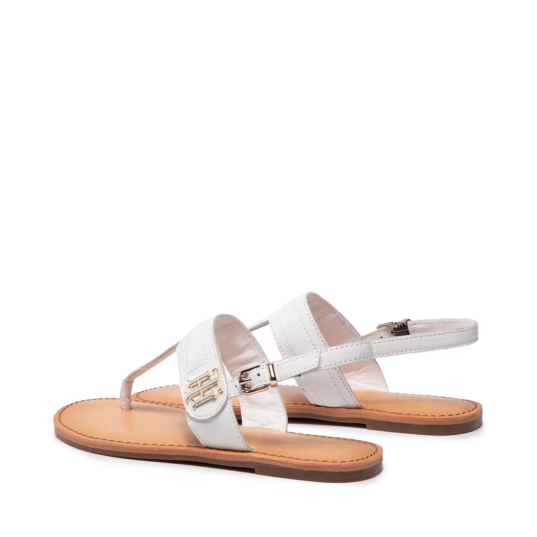 Tommy Hilfiger Сандали Hardware Th Flat Leather Sandal FW0FW05912 Бял - Pepit.bg