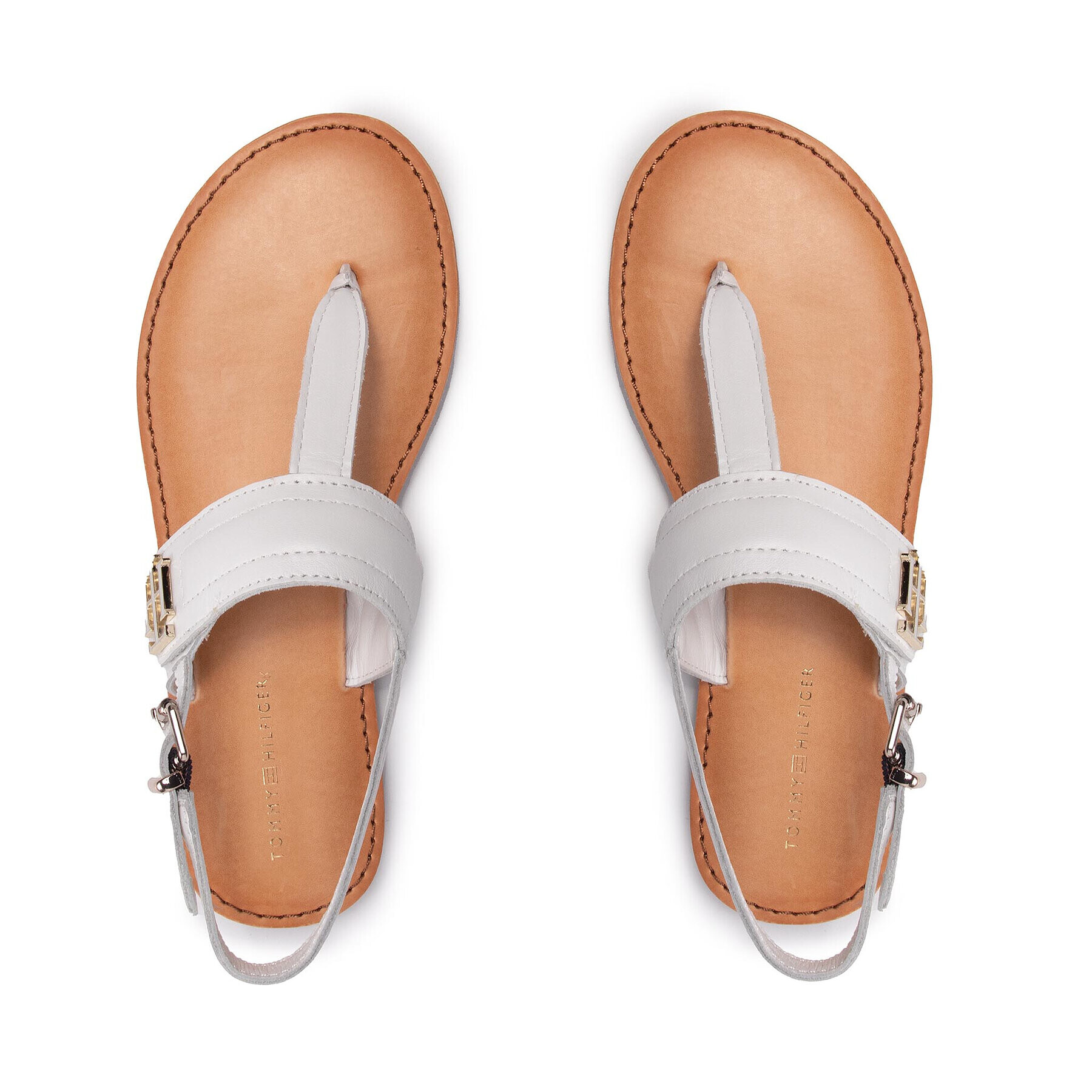 Tommy Hilfiger Сандали Hardware Th Flat Leather Sandal FW0FW05912 Бял - Pepit.bg