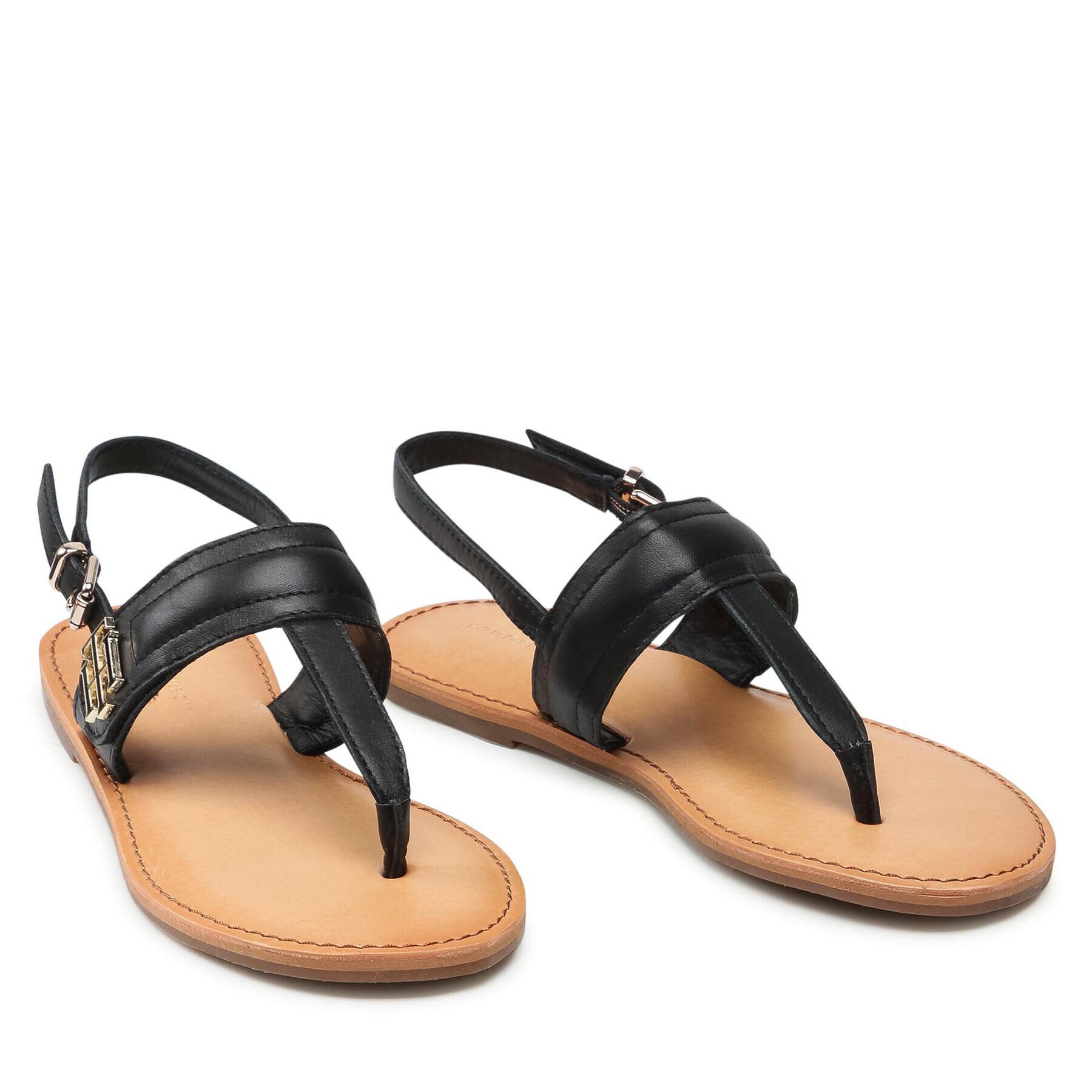 Tommy Hilfiger Сандали Hardware Th Flat Leather Sandal FW0FW05912 Черен - Pepit.bg