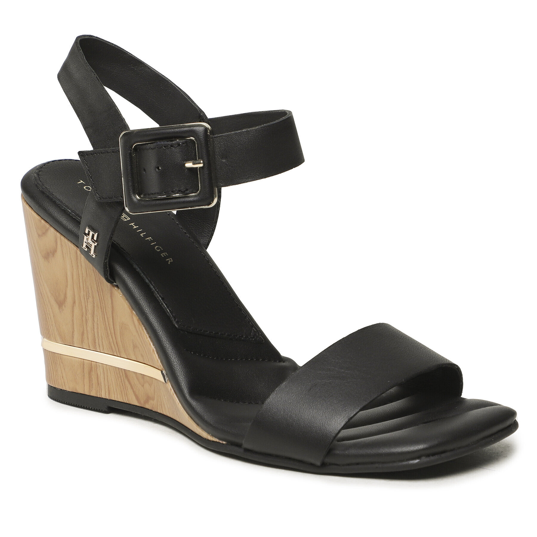 Tommy Hilfiger Сандали Hardware Wedge Sandal FW0FW07074 Черен - Pepit.bg