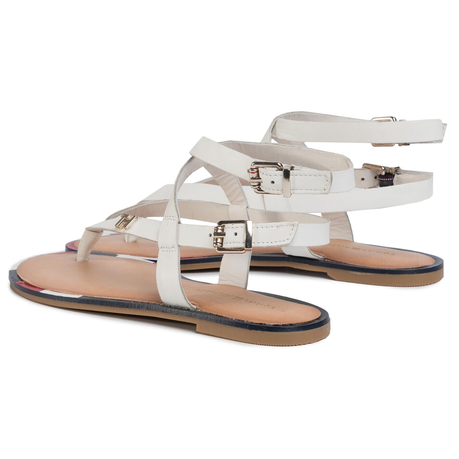 Tommy Hilfiger Сандали Iconic Flat Strappy Sandal FW0FW04873 Бял - Pepit.bg
