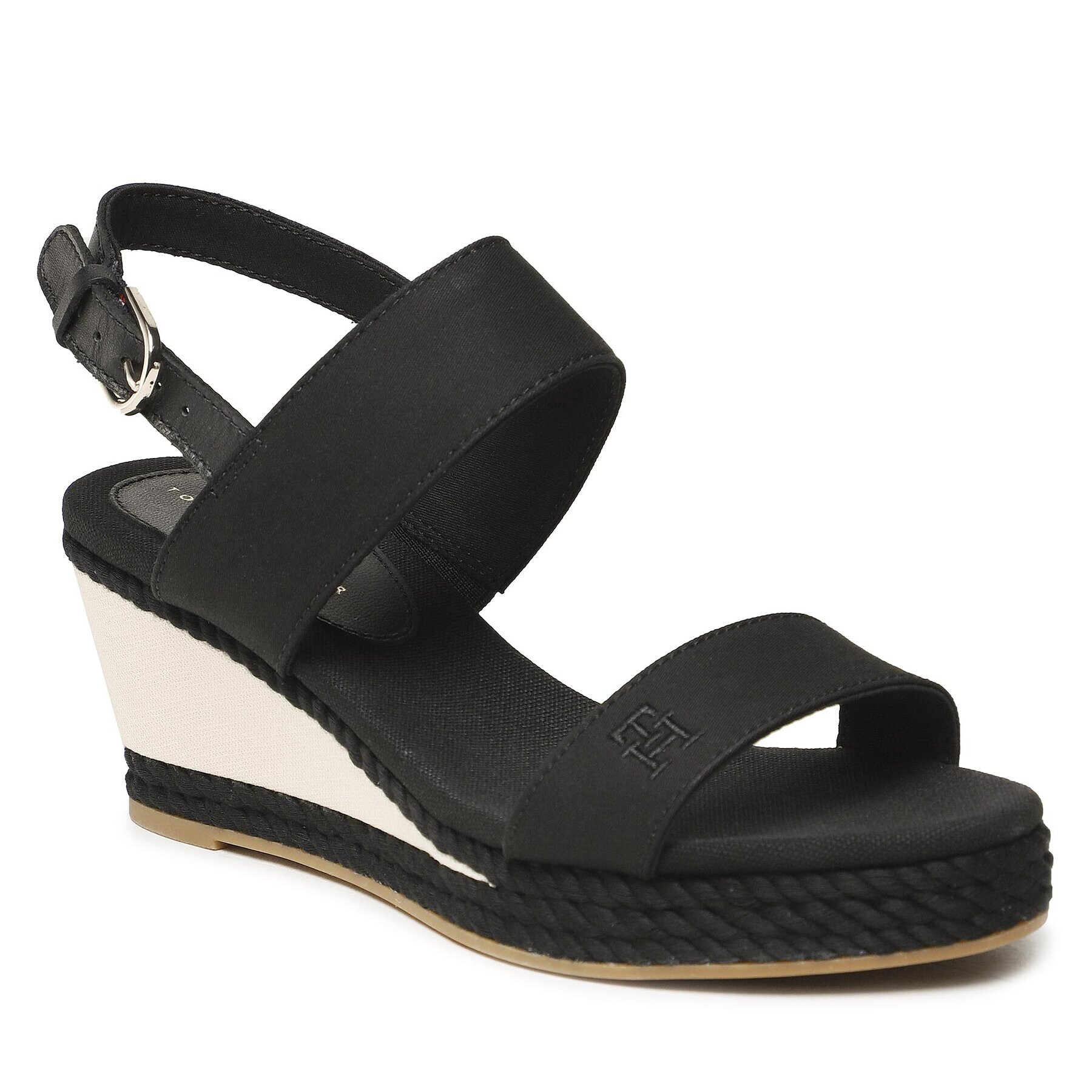 Tommy Hilfiger Сандали Rope Webbing Mid Wedge FW0FW07092 Черен - Pepit.bg