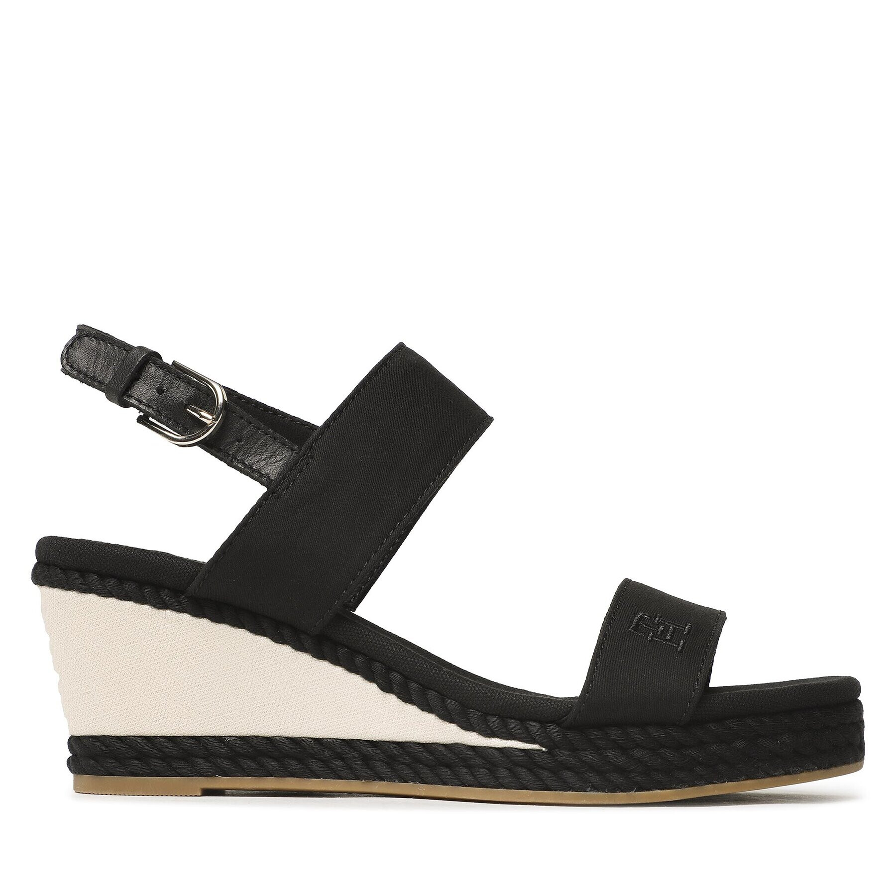Tommy Hilfiger Сандали Rope Webbing Mid Wedge FW0FW07092 Черен - Pepit.bg