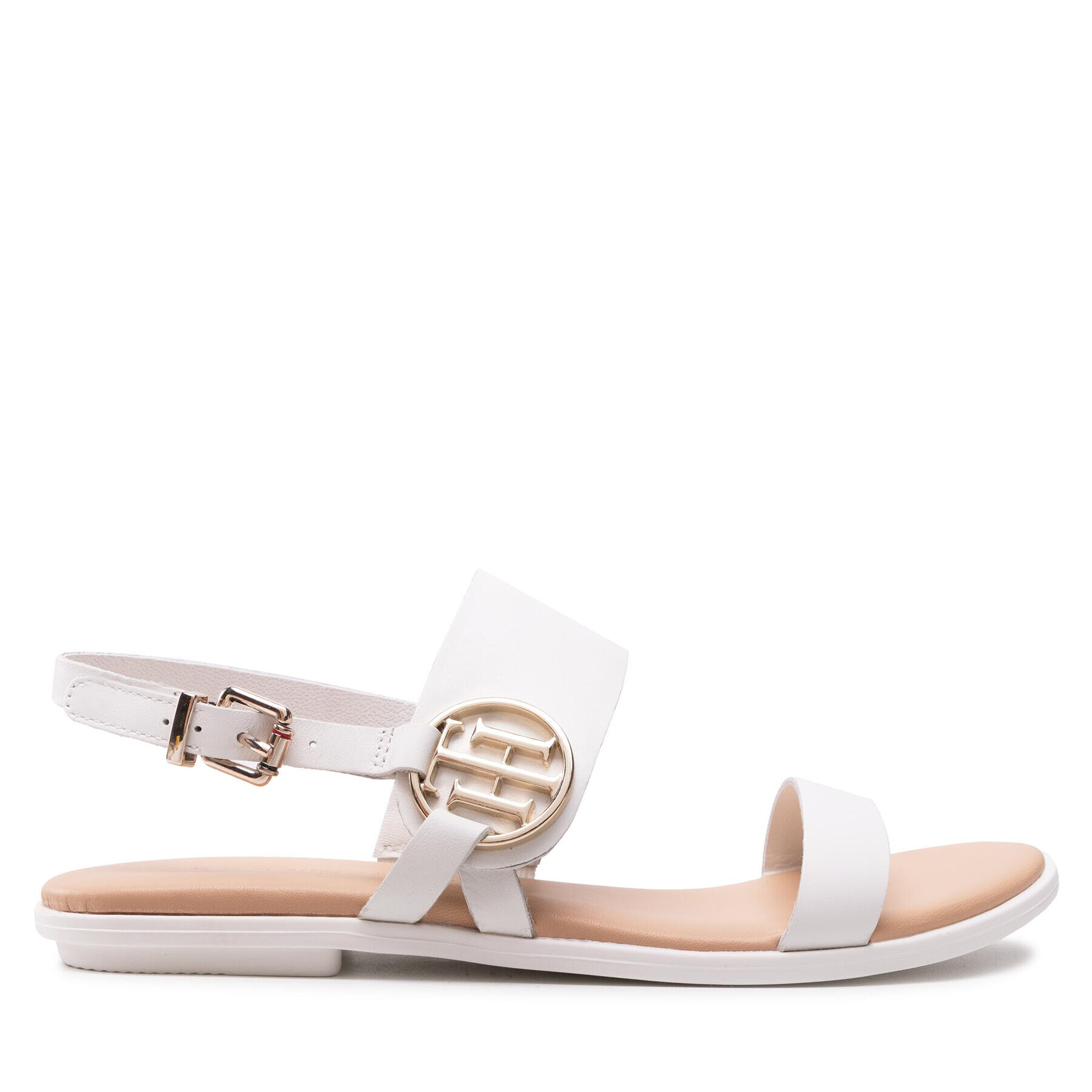 Tommy Hilfiger Сандали Round Th Flat Sandal FW0FW06230 Бял - Pepit.bg