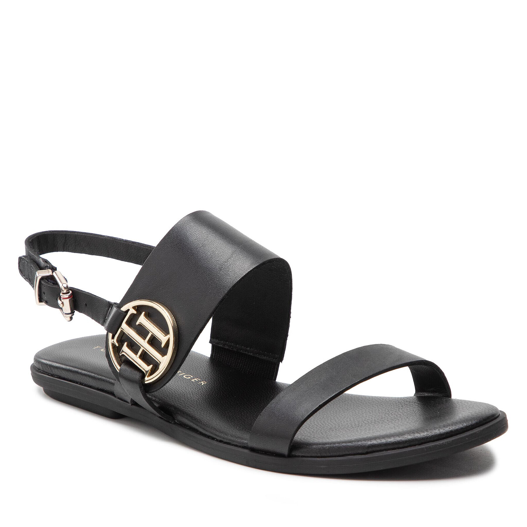 Tommy Hilfiger Сандали Round Th Flat Sandal FW0FW06230 Черен - Pepit.bg