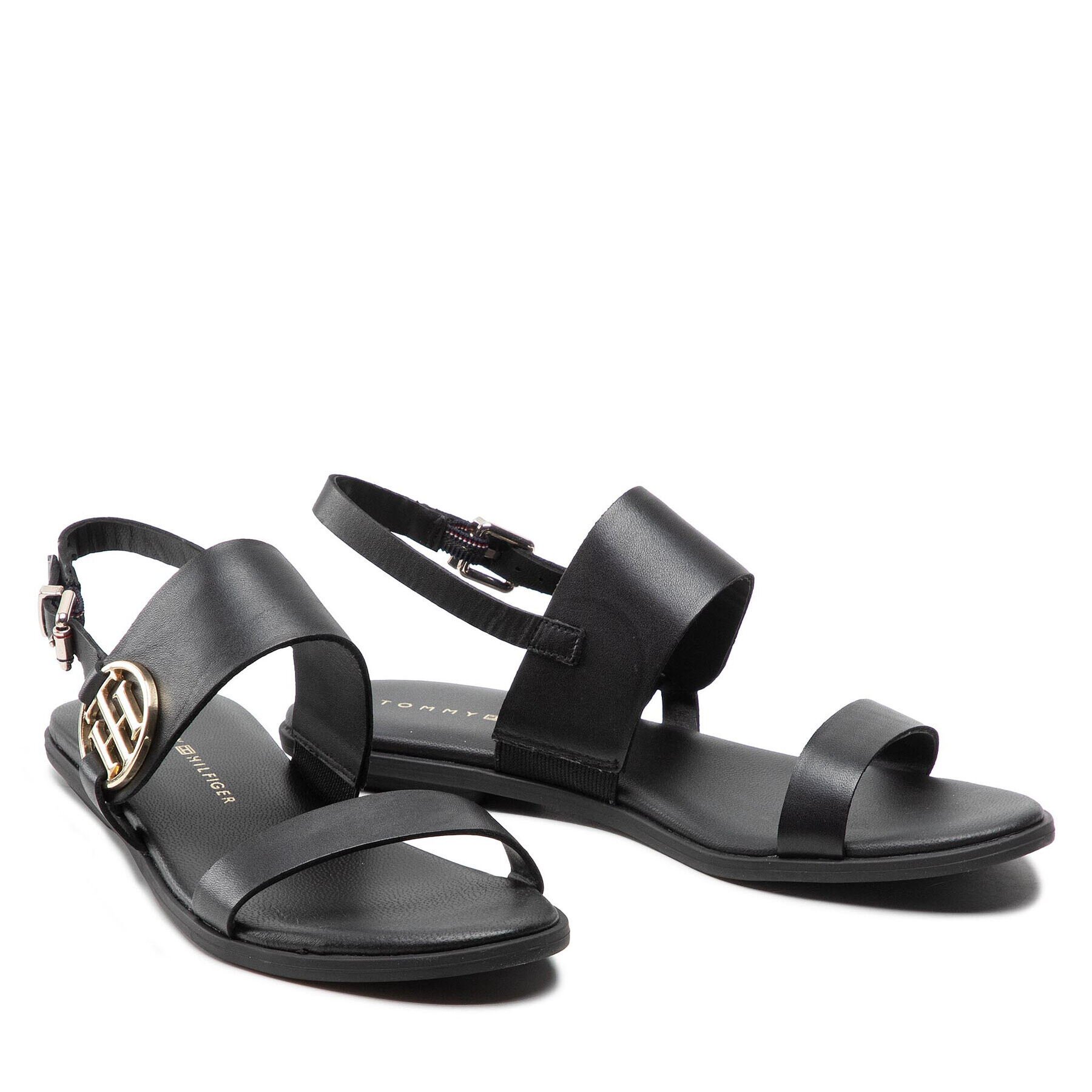 Tommy Hilfiger Сандали Round Th Flat Sandal FW0FW06230 Черен - Pepit.bg