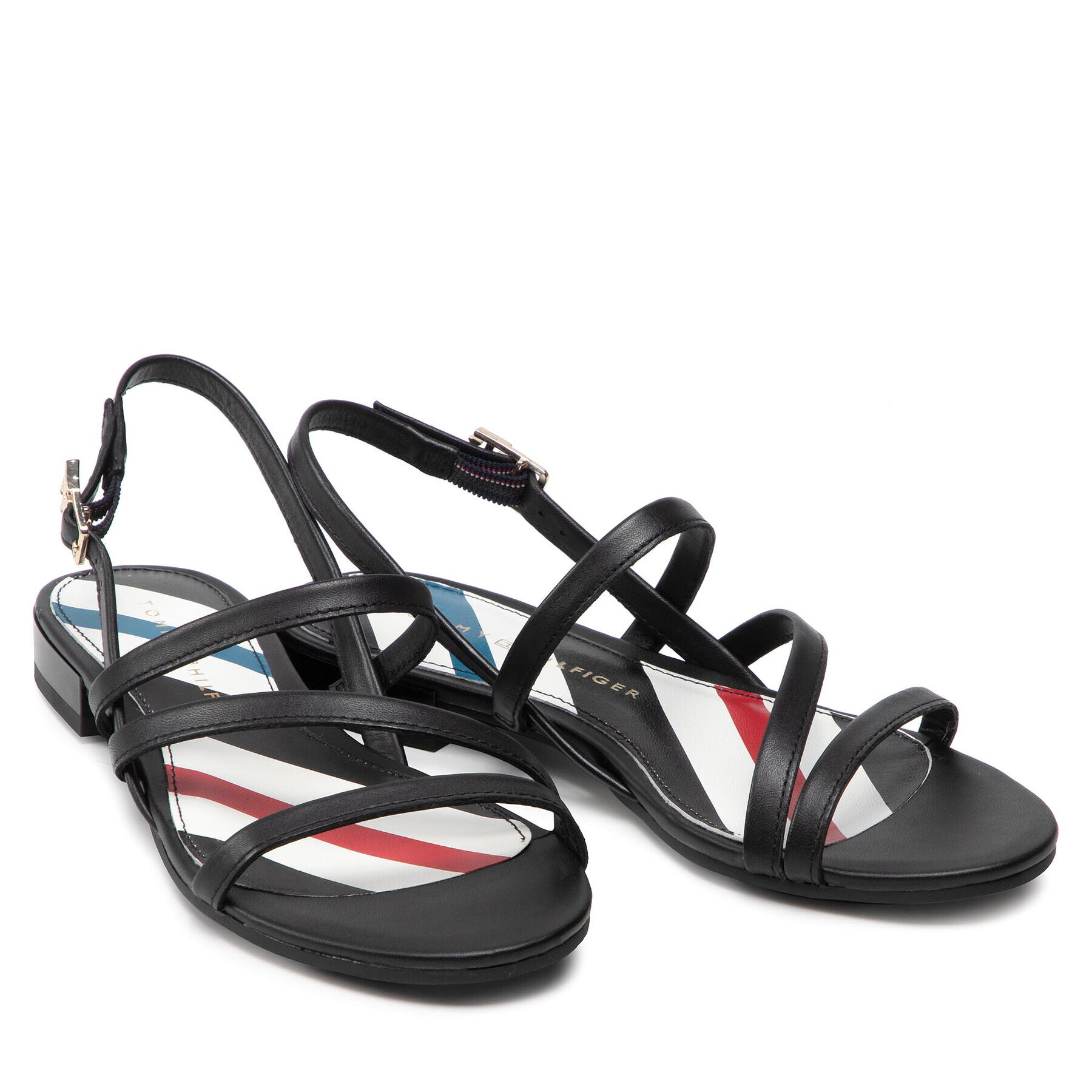 Tommy Hilfiger Сандали Strappy Flat Sandal FW0FW06480 Черен - Pepit.bg