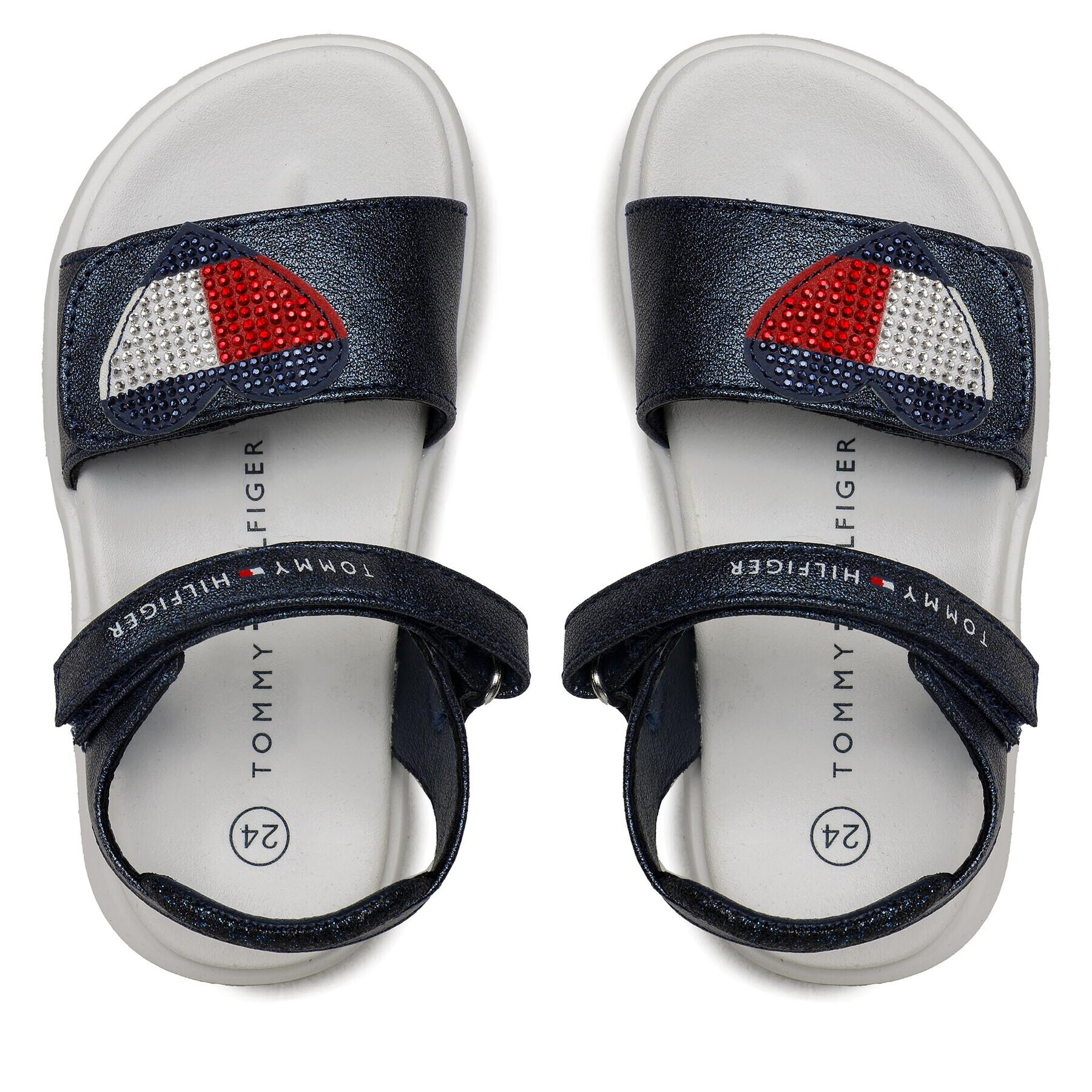 Tommy Hilfiger Сандали Strass Heart Velcro Sandal T1A2-32752-1367 S Тъмносин - Pepit.bg