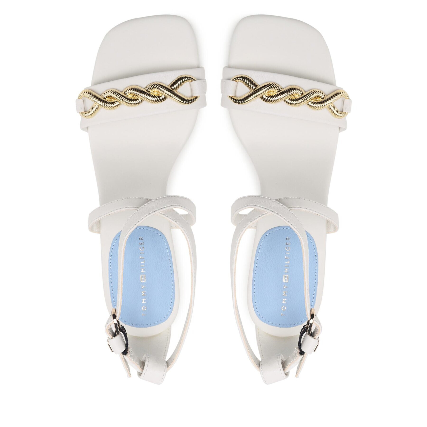 Tommy Hilfiger Сандали Th Chain Feminine Heel Sandal FW0FW07076 Бял - Pepit.bg