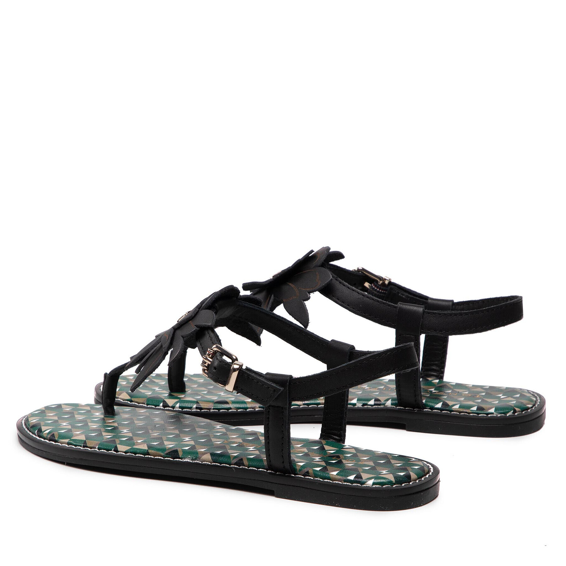 Tommy Hilfiger Сандали Th Geo Print Flat Sandal FW0FW06229 Черен - Pepit.bg