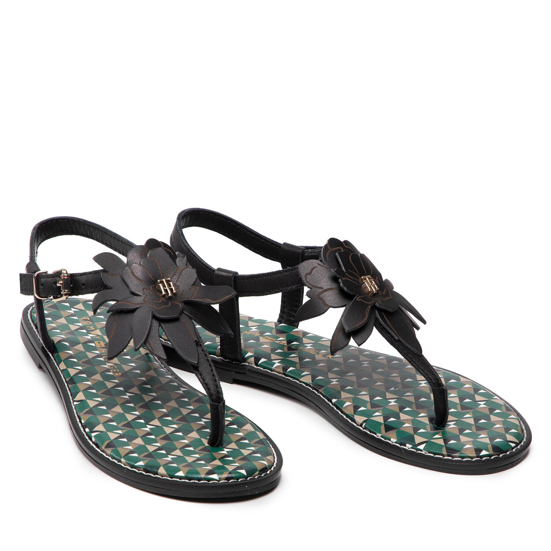 Tommy Hilfiger Сандали Th Geo Print Flat Sandal FW0FW06229 Черен - Pepit.bg