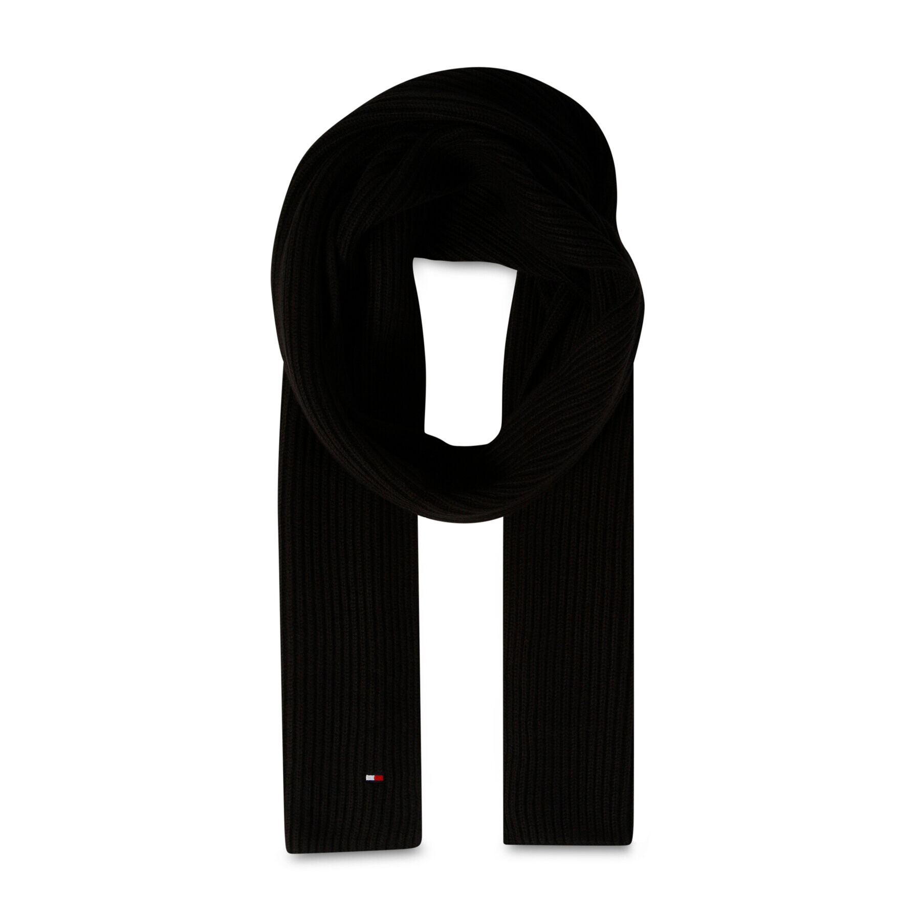 Tommy Hilfiger Шал Essential Flag Knitted Scarf AM0AM10365 Черен - Pepit.bg