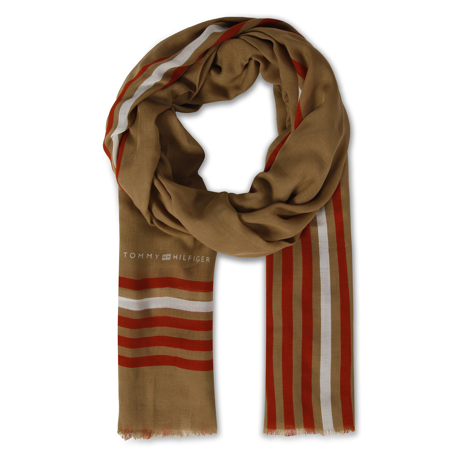 Tommy Hilfiger Шал Essential Flag Scarf AW0AW13890 Каки - Pepit.bg