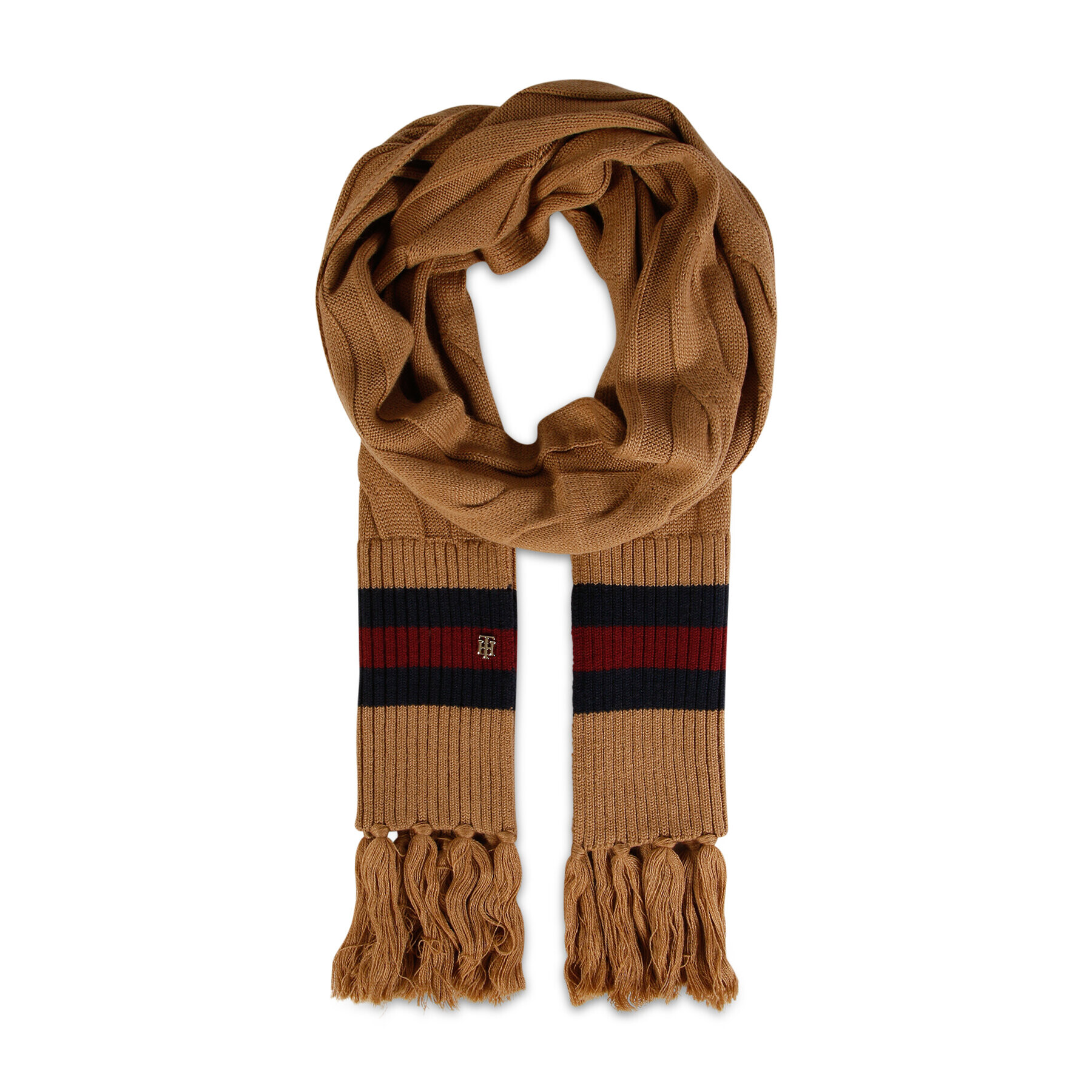 Tommy Hilfiger Шал Luxe Cable Scarf AW0AW13840 Кафяв - Pepit.bg