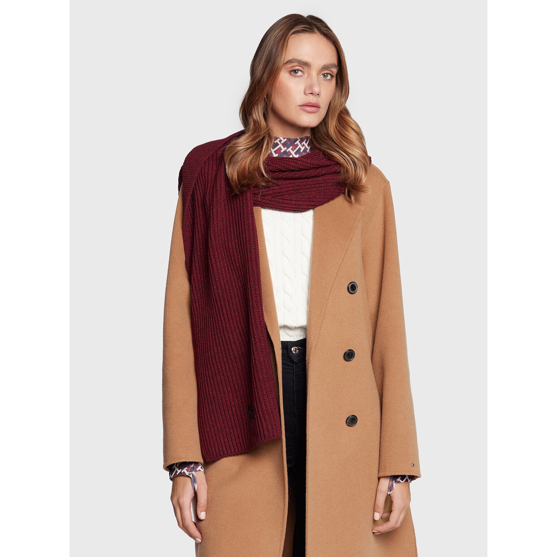 Tommy Hilfiger Зимен шал Monogram AW0AW14288 Бордо - Pepit.bg