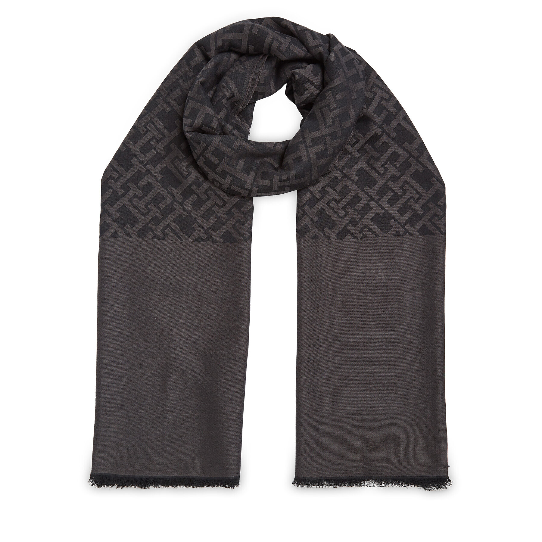 Tommy Hilfiger Шал Monogram Micromodal Scarf AW0AW15622 Черен - Pepit.bg