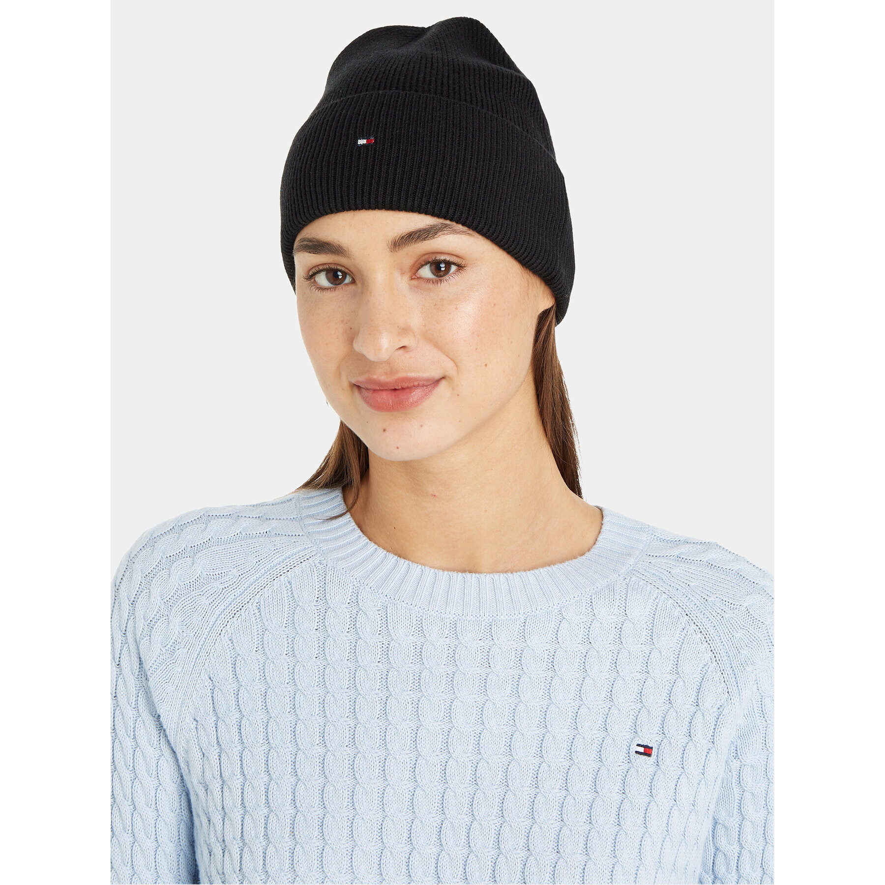 Tommy Hilfiger Шапка Essential Flag Beanie AW0AW15309 Черен - Pepit.bg