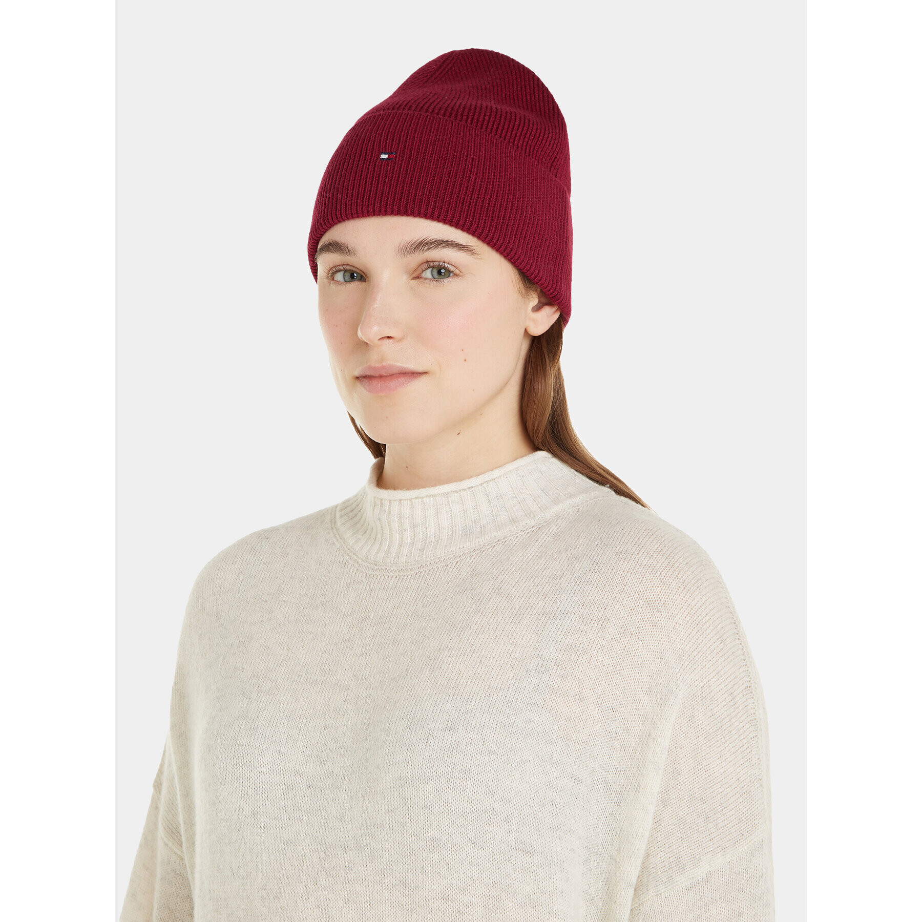 Tommy Hilfiger Шапка Essential Flag Beanie AW0AW15309 Червен - Pepit.bg