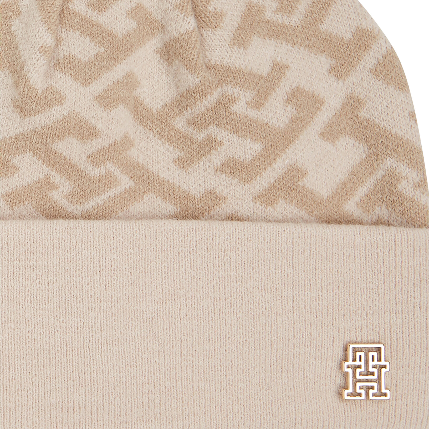 Tommy Hilfiger Шапка Monogram All Over Beanie AW0AW15327 Бежов - Pepit.bg