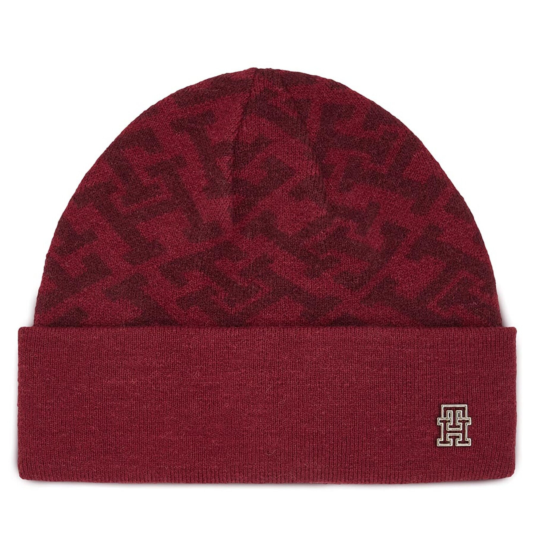 Tommy Hilfiger Шапка Monogram All Over Beanie AW0AW15327 Червен - Pepit.bg