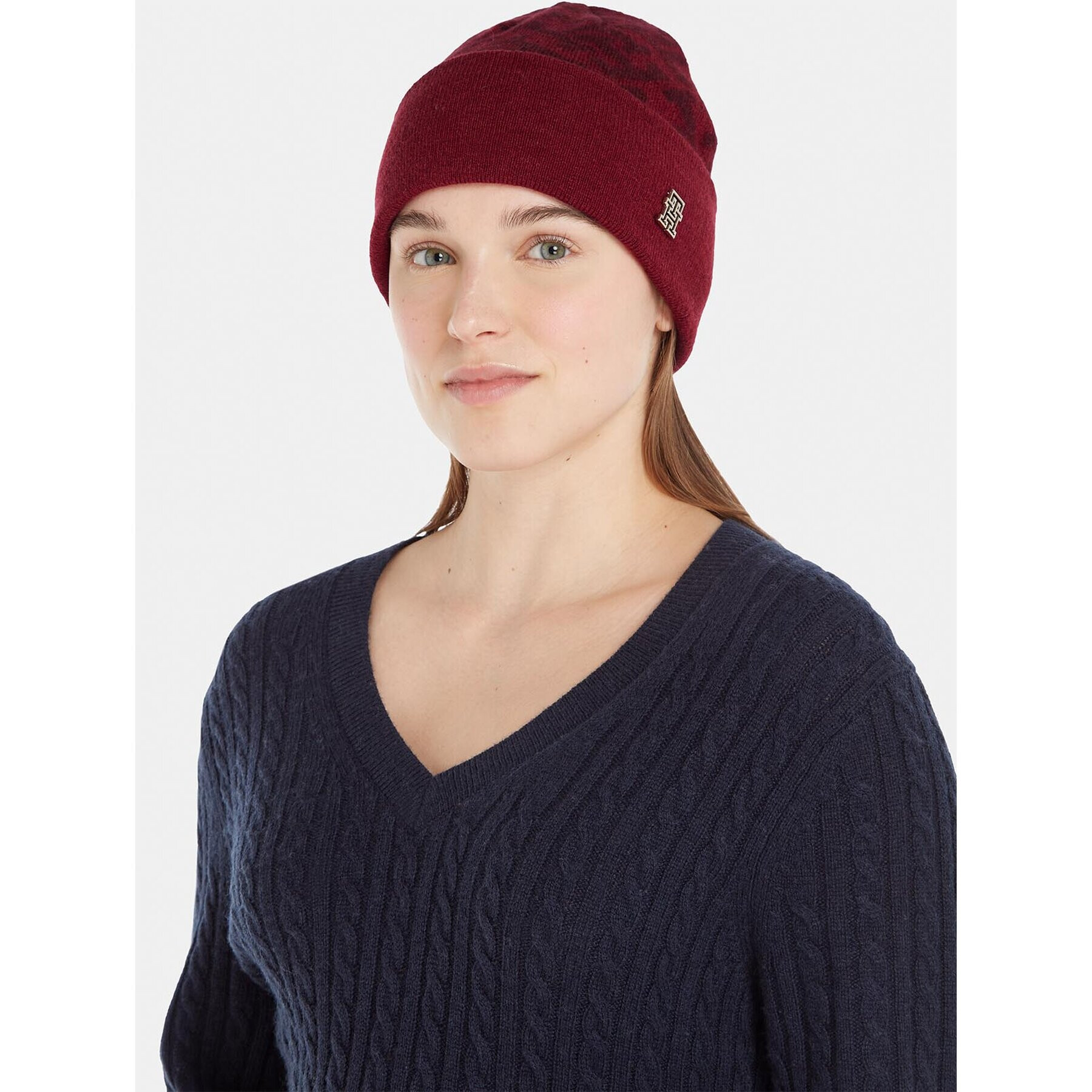 Tommy Hilfiger Шапка Monogram All Over Beanie AW0AW15327 Червен - Pepit.bg