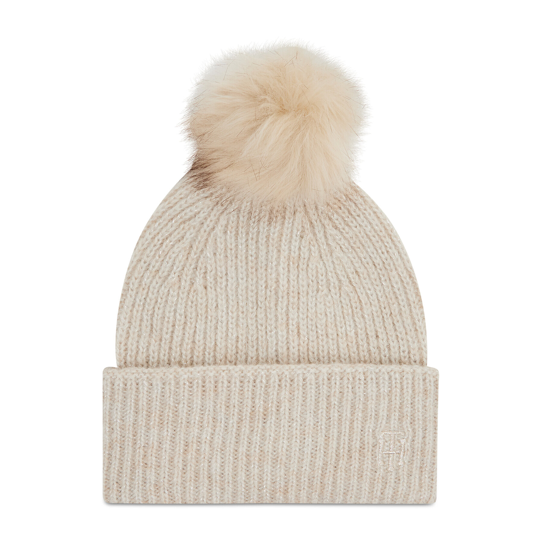 Tommy Hilfiger Шапка Th Effortles Beanie Pom Pom AW0AW10623 Бежов - Pepit.bg