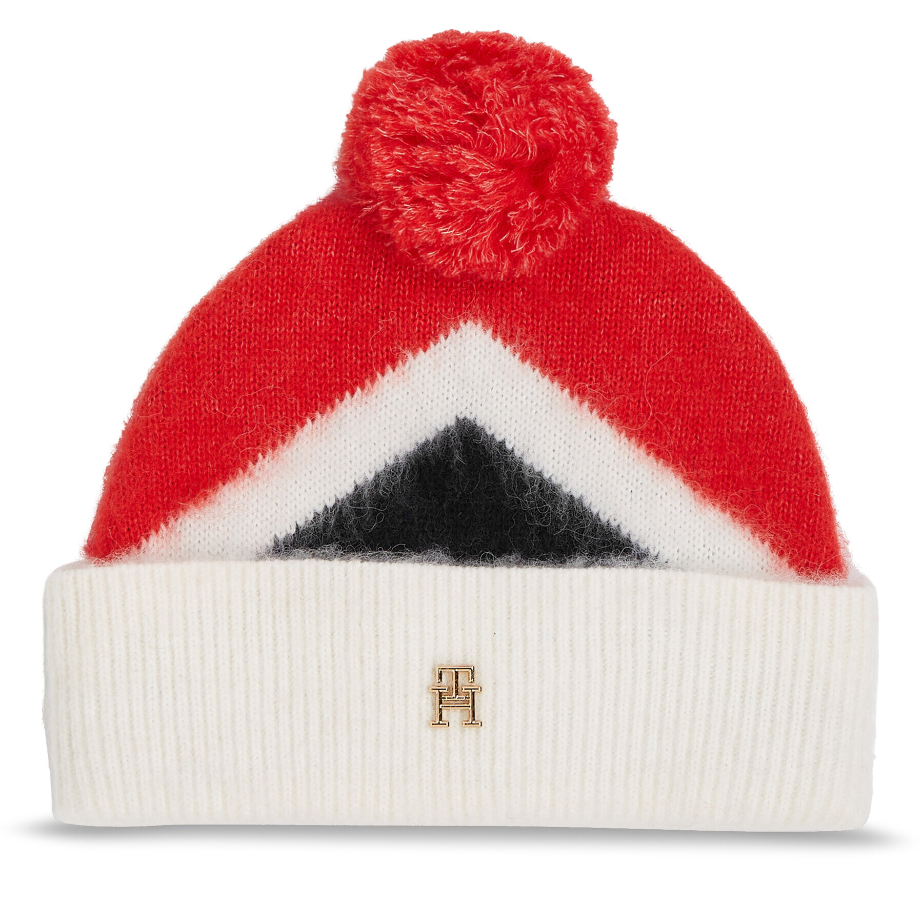 Tommy Hilfiger Шапка Th Evening Pompom Beanie Argyle AW0AW15305 Червен - Pepit.bg