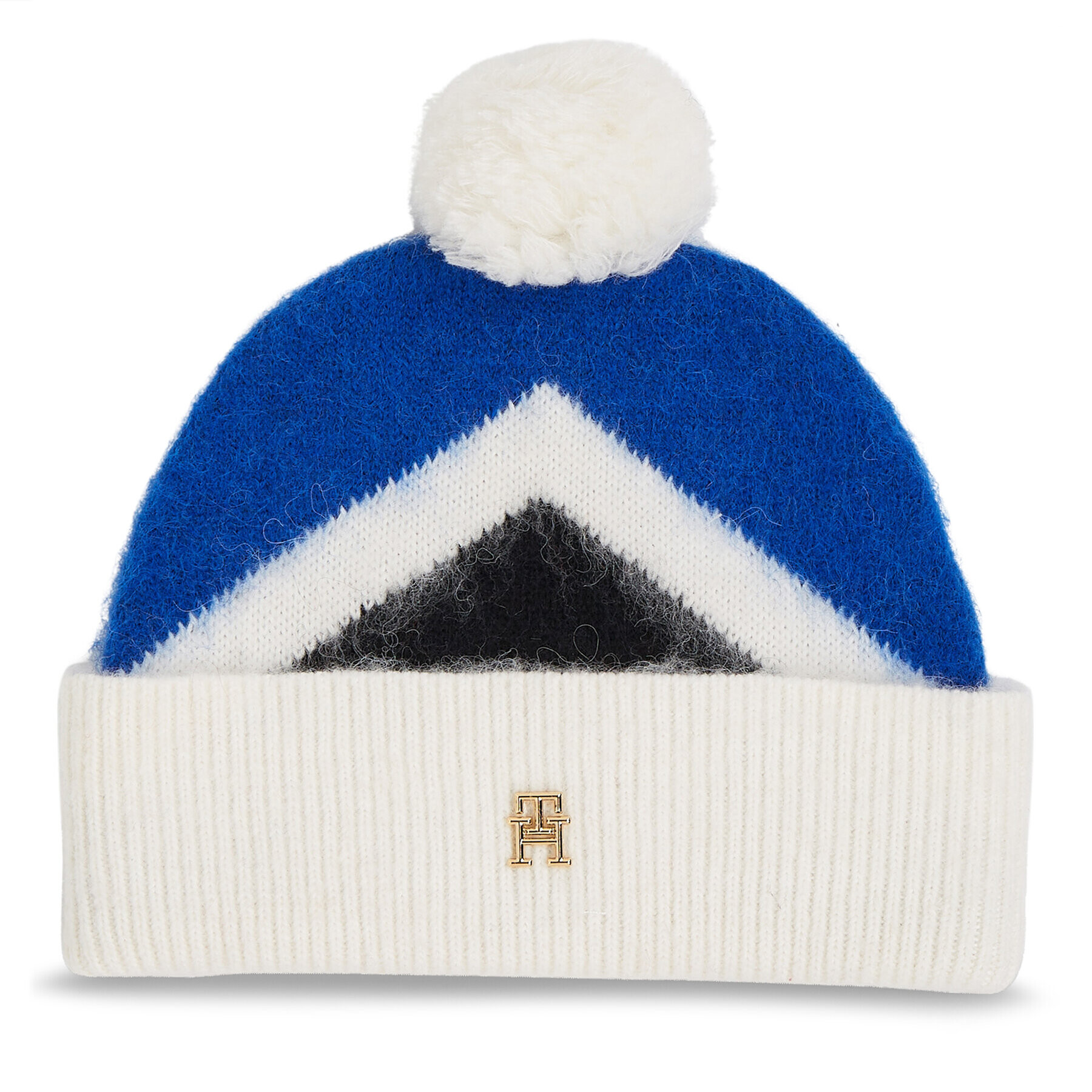 Tommy Hilfiger Шапка Th Evening Pompom Beanie Argyle AW0AW15305 Син - Pepit.bg