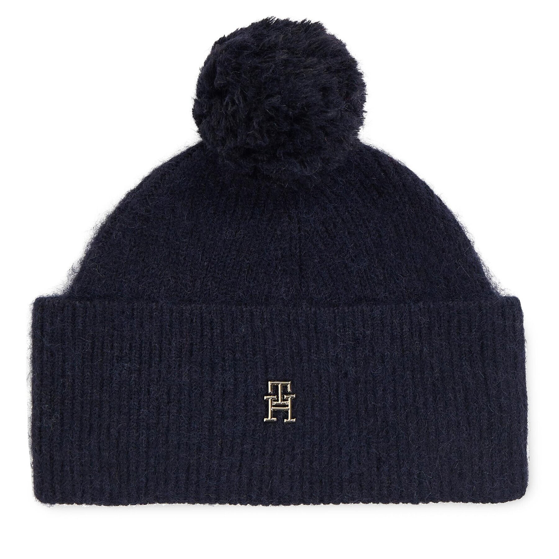 Tommy Hilfiger Шапка Th Evening Pompom Beanie AW0AW15390 Тъмносин - Pepit.bg