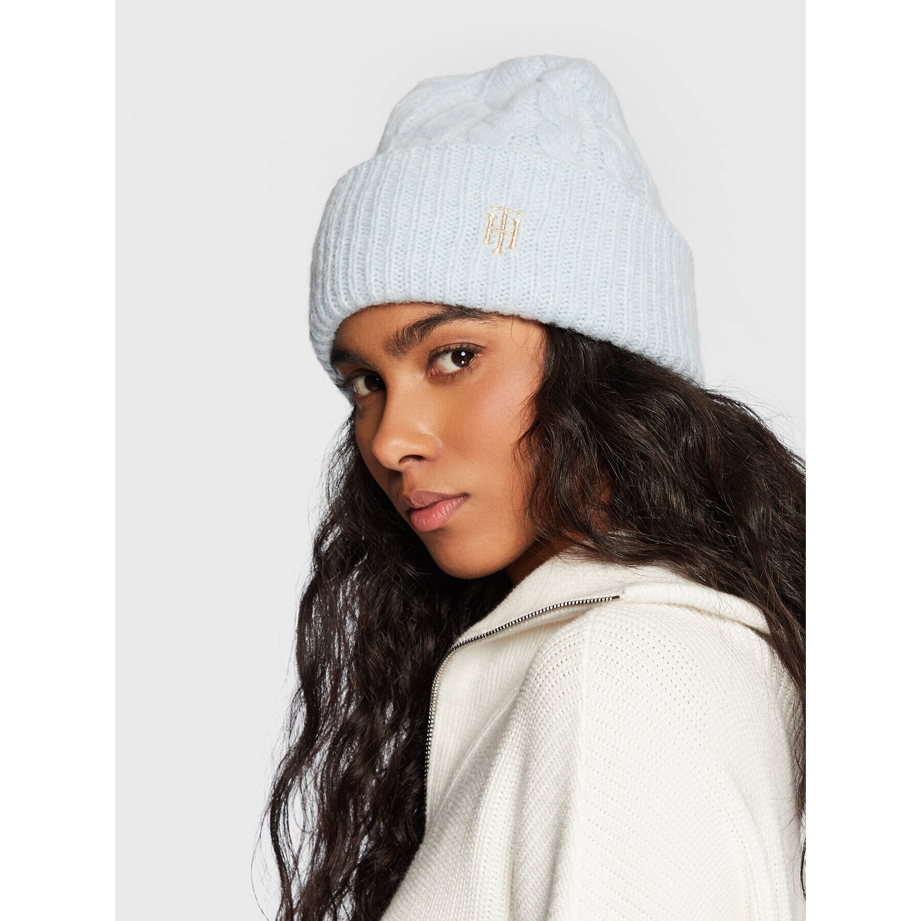 Tommy Hilfiger Шапка Th Timeless Cable Beanie AW0AW13826 Син - Pepit.bg