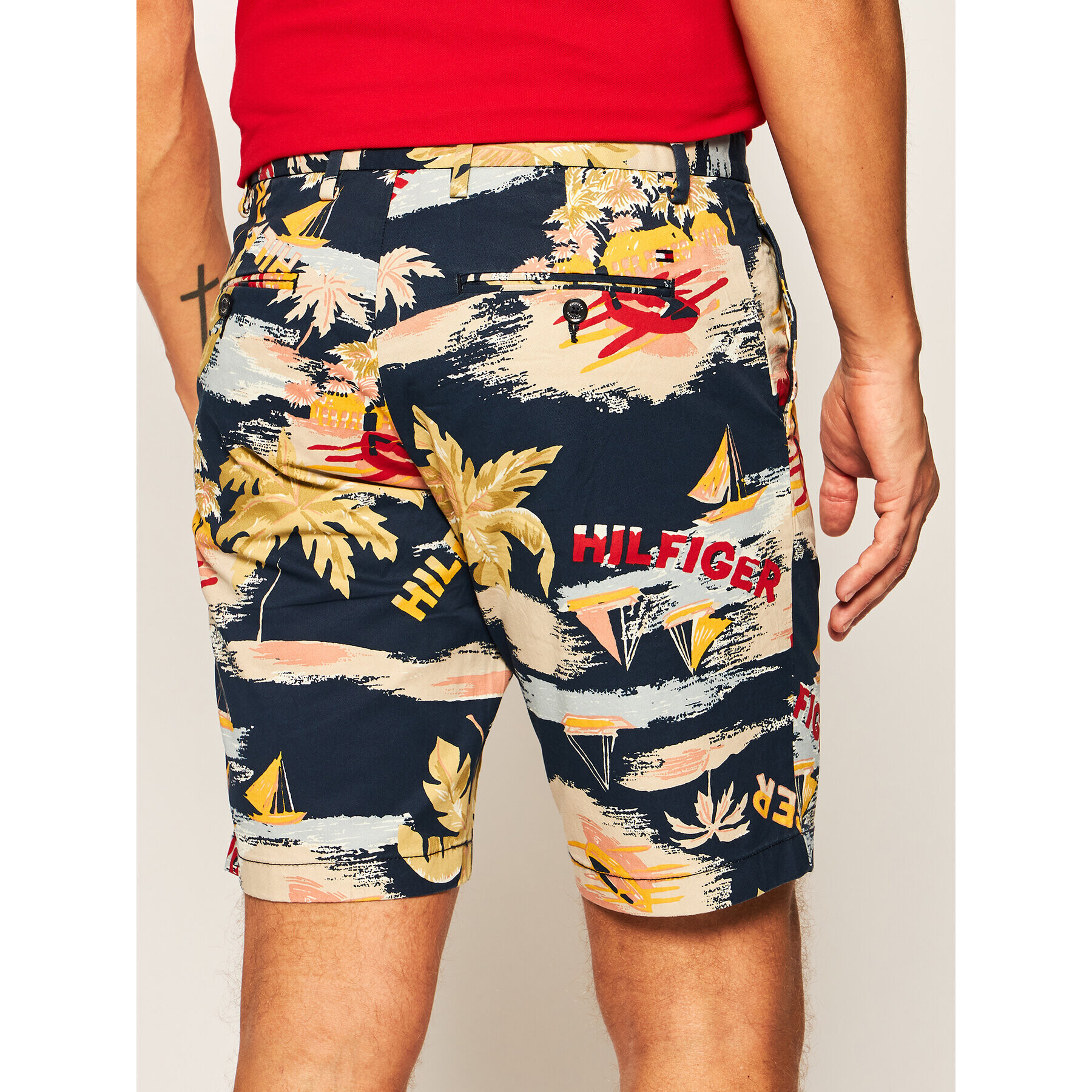 Tommy Hilfiger Шорти от плат Brooklyn Hawaii Prt Flex MW0MW13533 Тъмносин Regular Fit - Pepit.bg