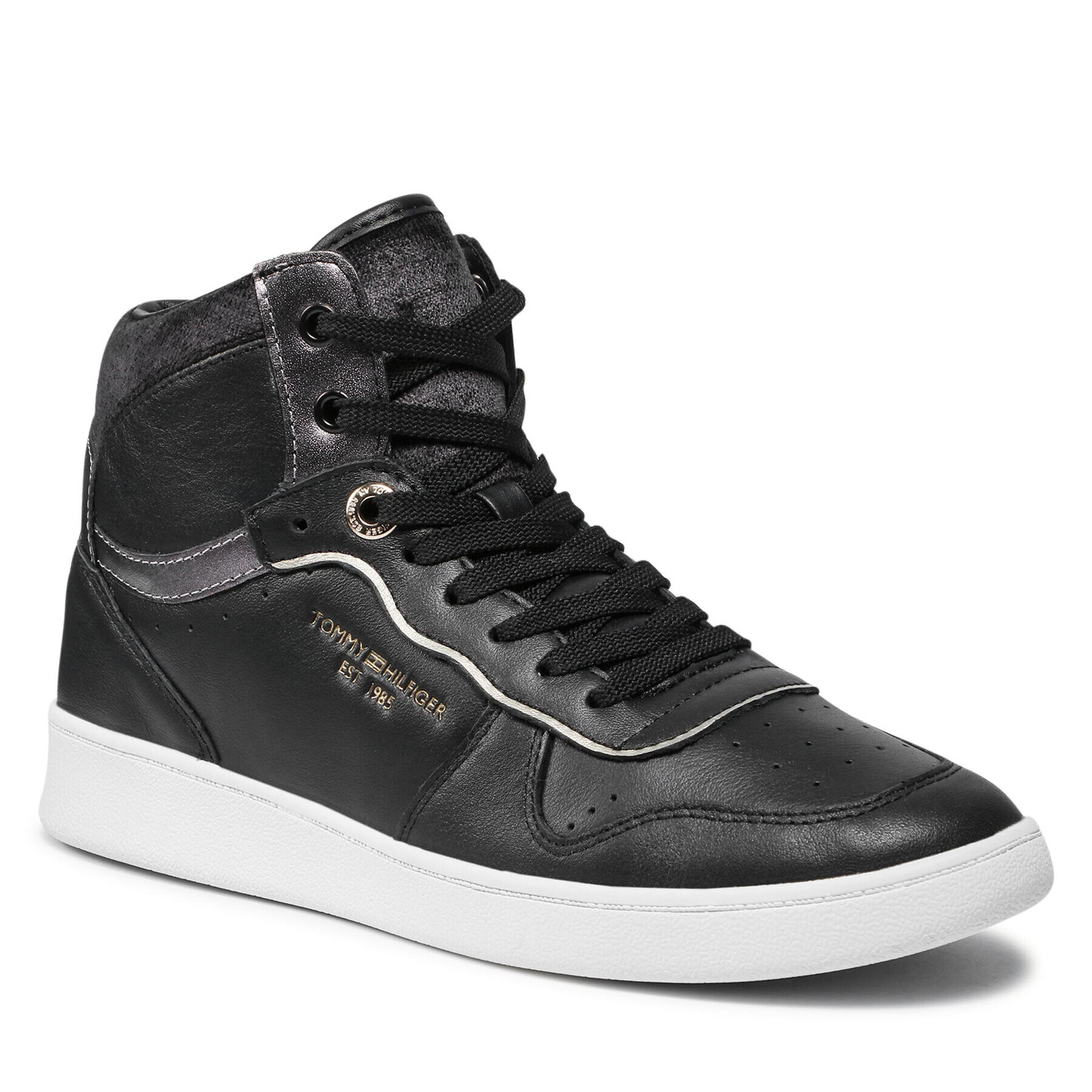 Tommy Hilfiger Сникърси Black Elevated Mid Court Sneaker FW0FW06018 Черен - Pepit.bg