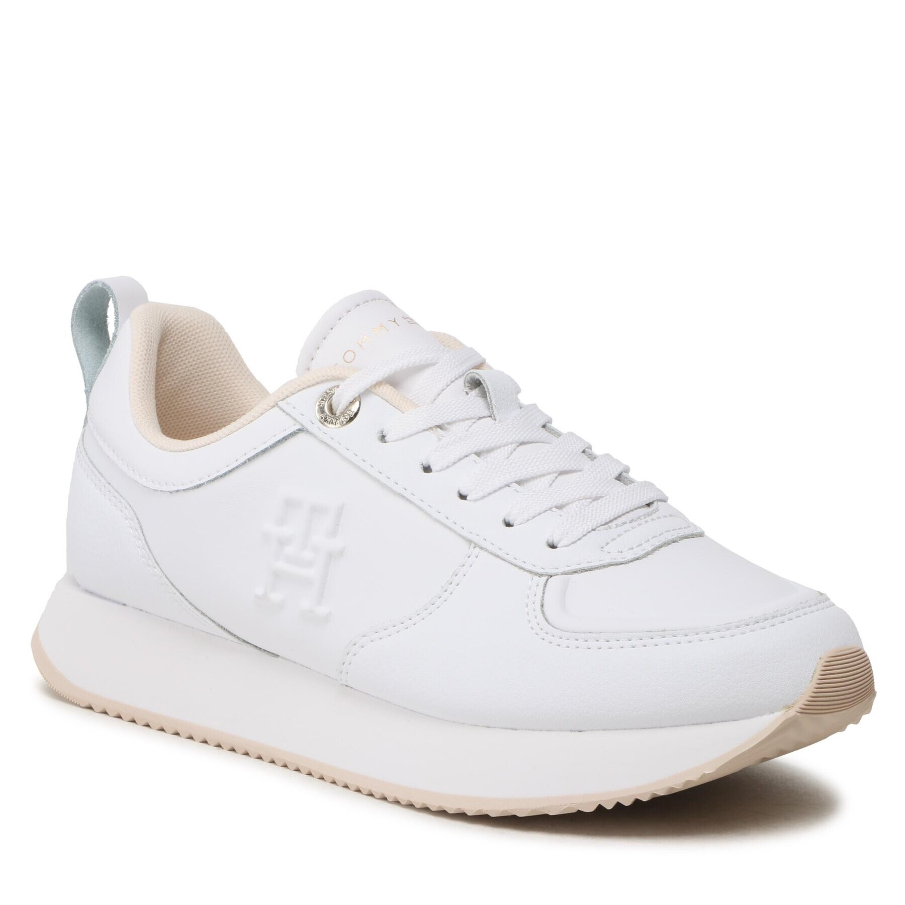 Tommy Hilfiger Сникърси Casual Leather Runner FW0FW07285 Бял - Pepit.bg