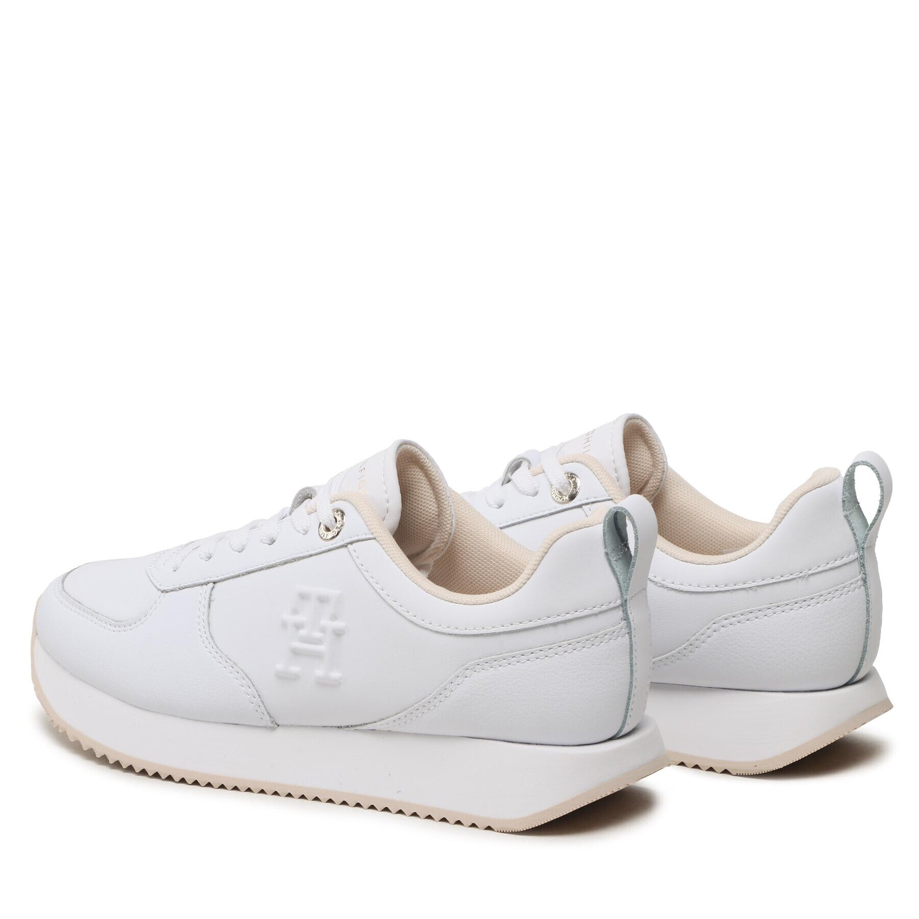 Tommy Hilfiger Сникърси Casual Leather Runner FW0FW07285 Бял - Pepit.bg