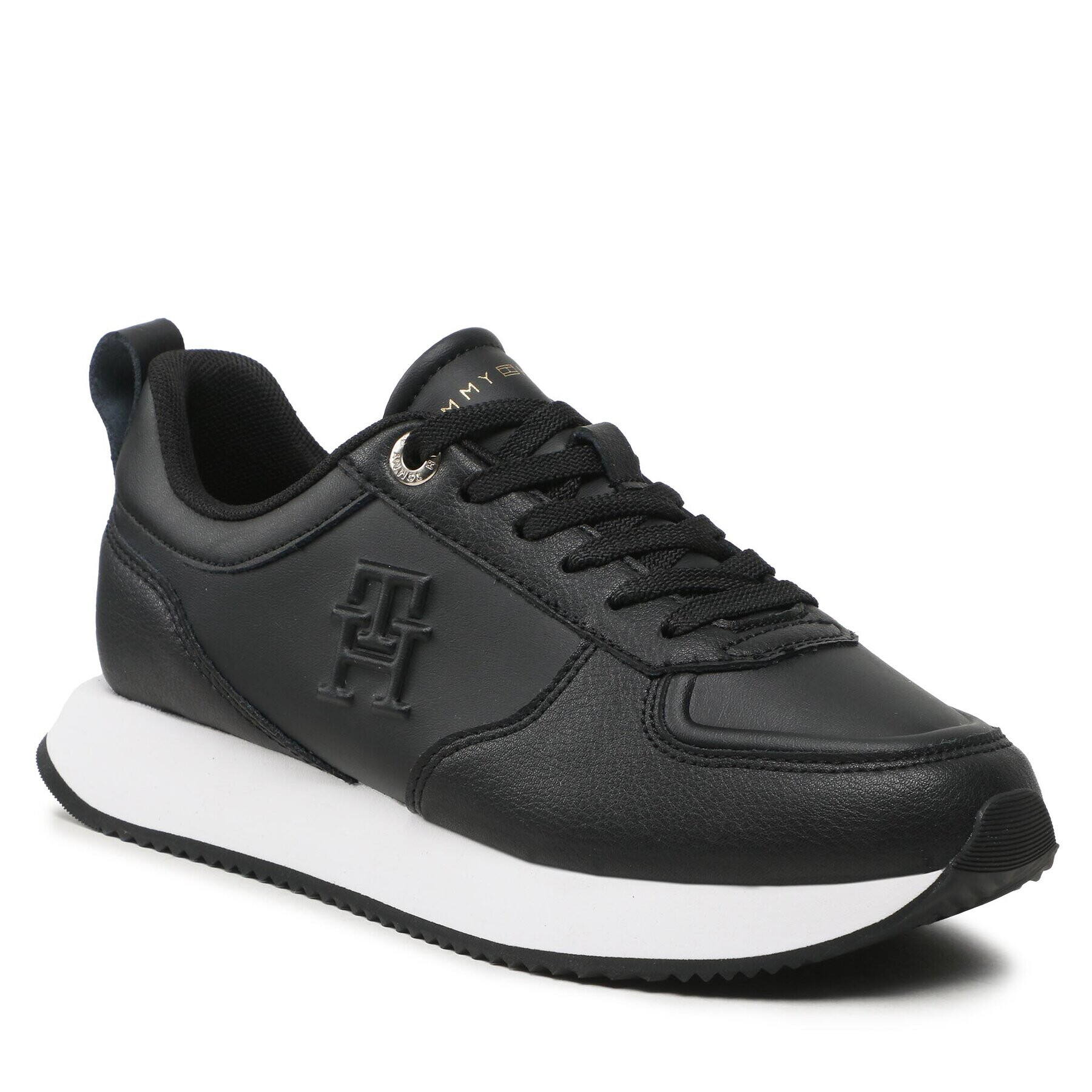 Tommy Hilfiger Сникърси Casual Leather Runner FW0FW07285 Черен - Pepit.bg