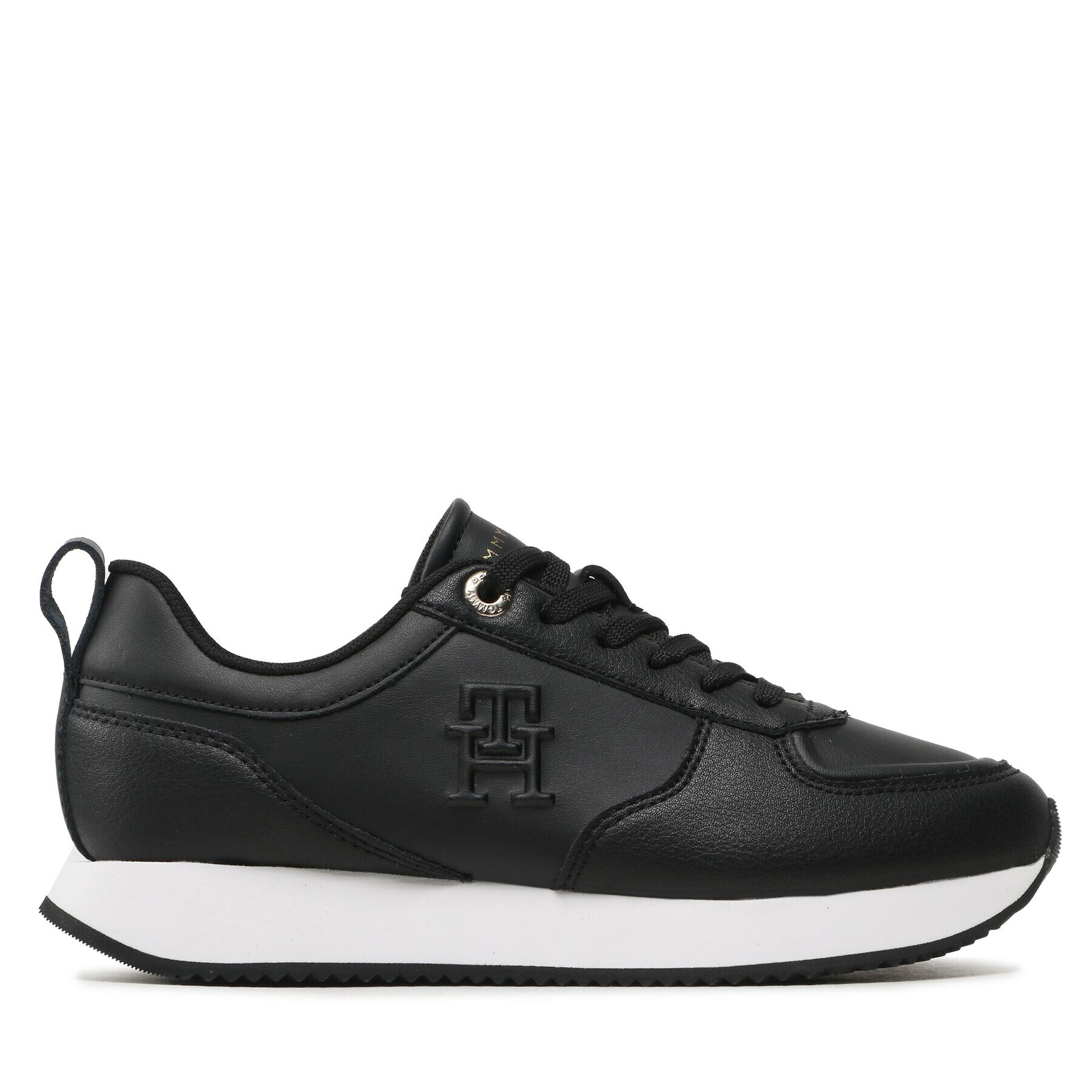 Tommy Hilfiger Сникърси Casual Leather Runner FW0FW07285 Черен - Pepit.bg