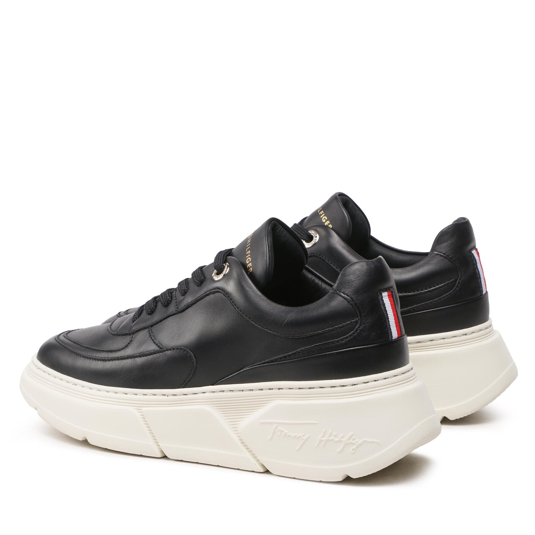 Tommy Hilfiger Сникърси Chunky Leather Sneaker FW0FW06855 Черен - Pepit.bg