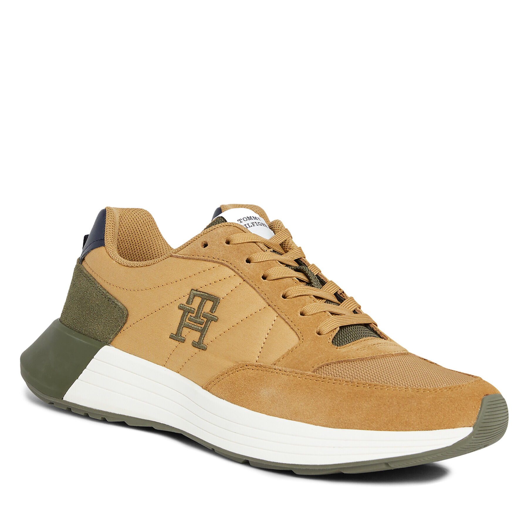 Tommy Hilfiger Сникърси Classic Elevated Runner Mix FM0FM04636 Каки - Pepit.bg