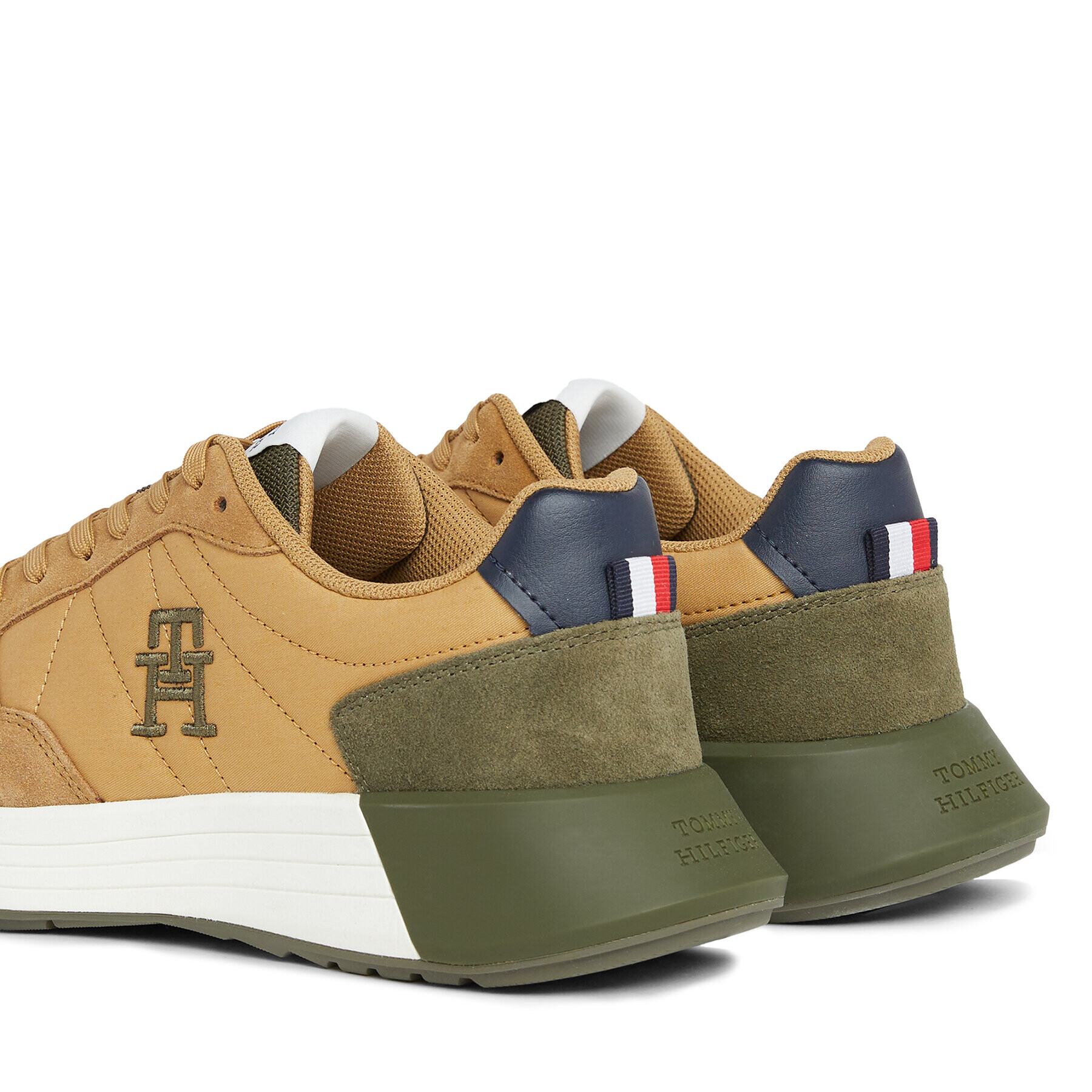 Tommy Hilfiger Сникърси Classic Elevated Runner Mix FM0FM04636 Каки - Pepit.bg