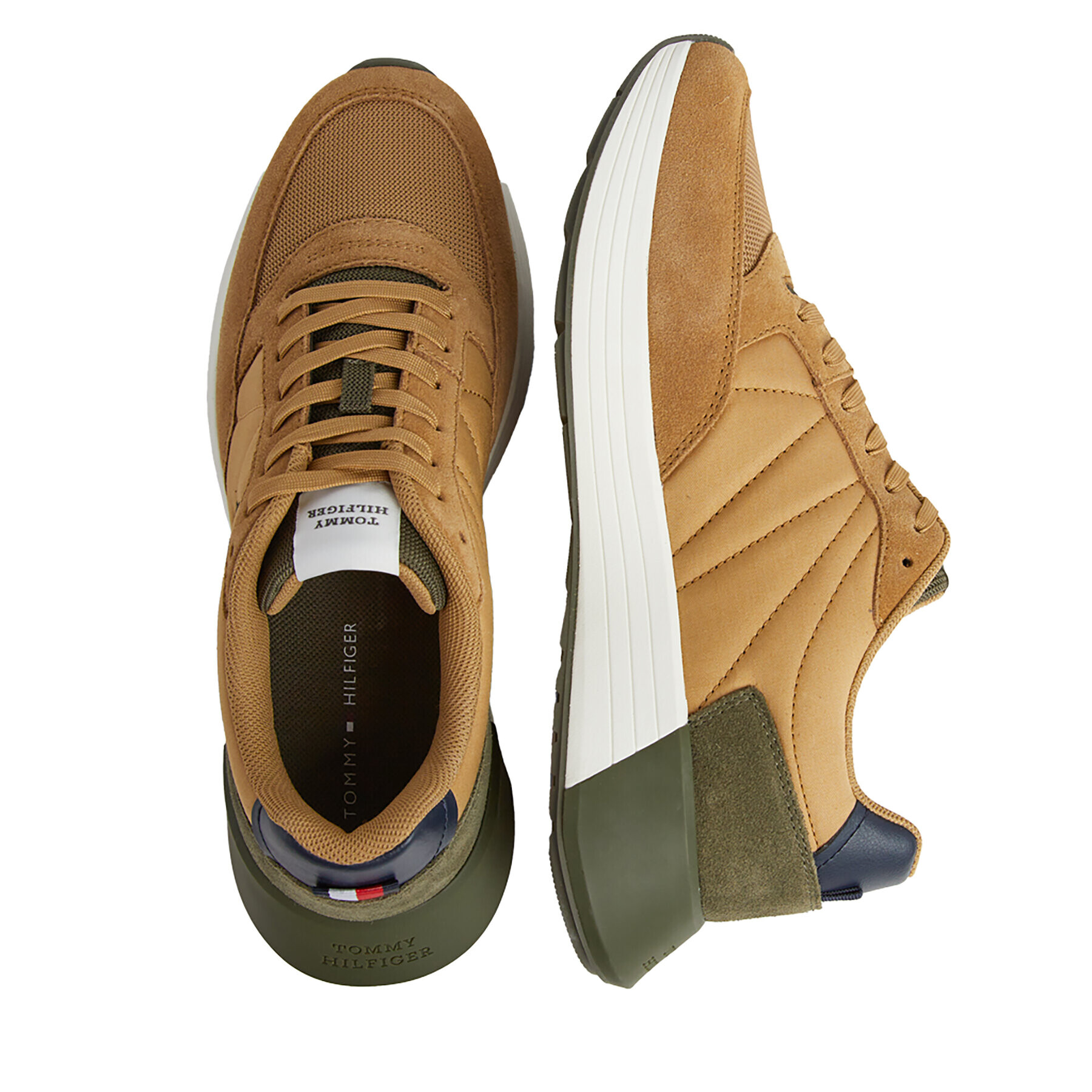 Tommy Hilfiger Сникърси Classic Elevated Runner Mix FM0FM04636 Каки - Pepit.bg