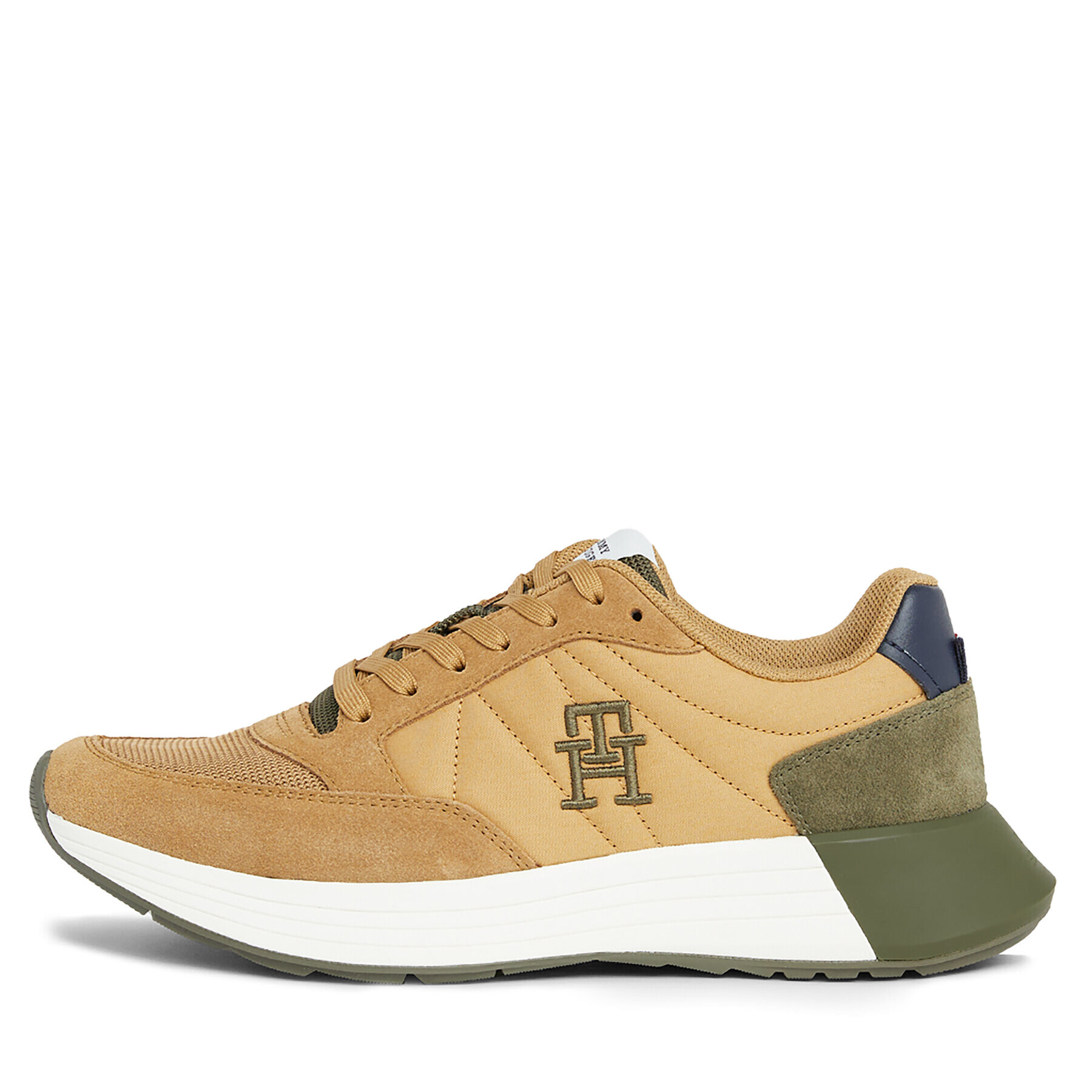 Tommy Hilfiger Сникърси Classic Elevated Runner Mix FM0FM04636 Каки - Pepit.bg