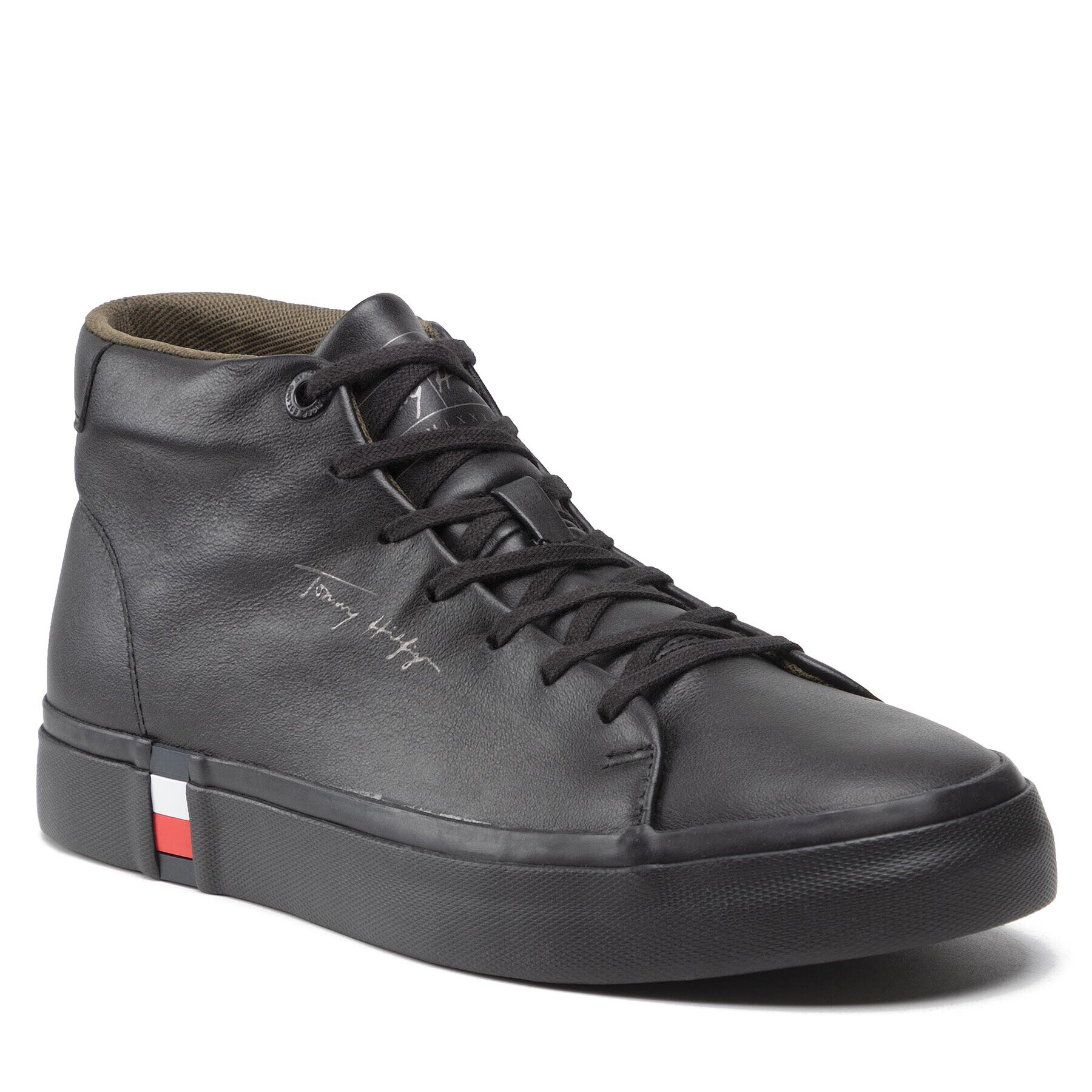 Tommy Hilfiger Сникърси Corporate High Modern Vulc Lea FM0FM03740 Черен - Pepit.bg