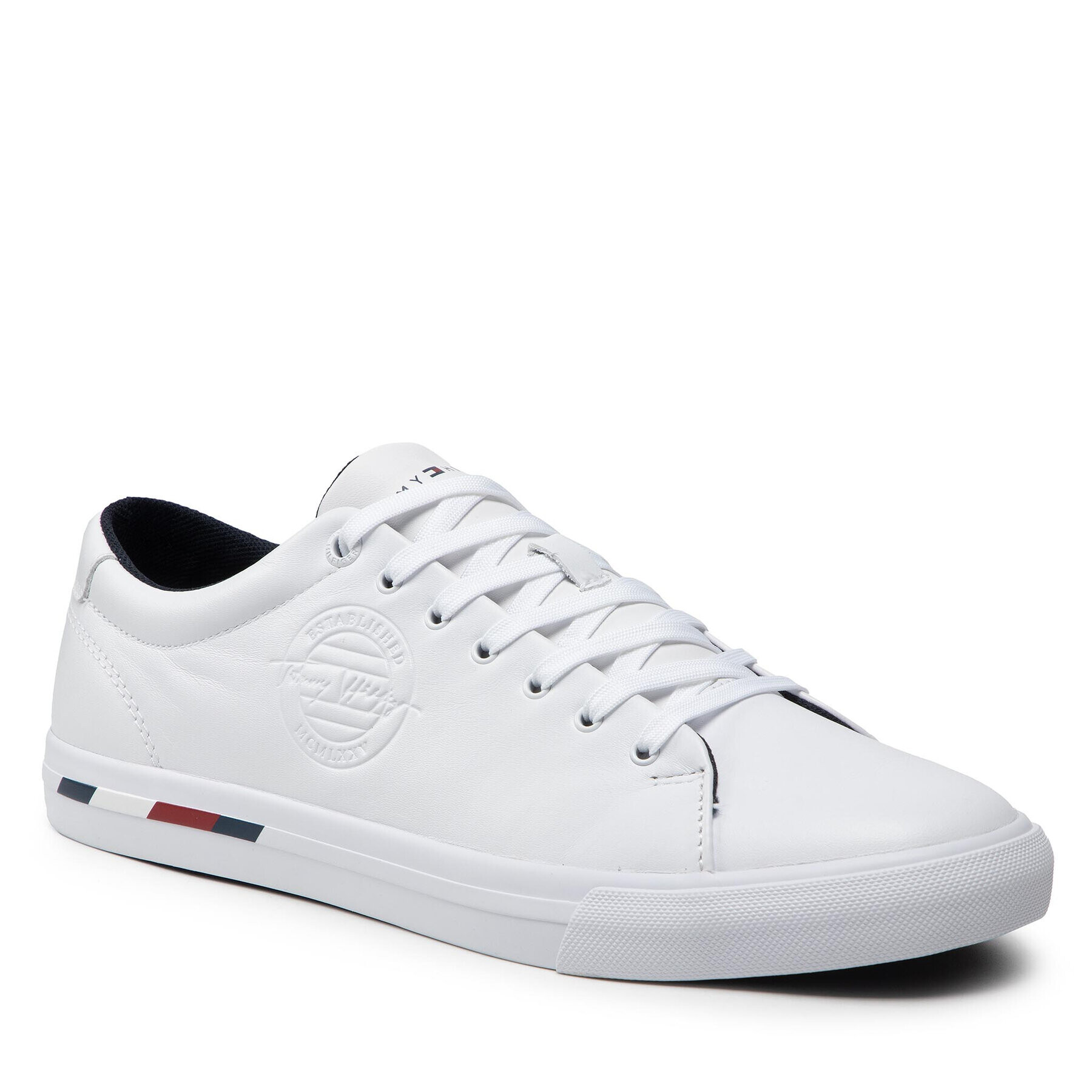 Tommy Hilfiger Сникърси Corporate Logo Leather Vulc FM0FM04076 Бял - Pepit.bg