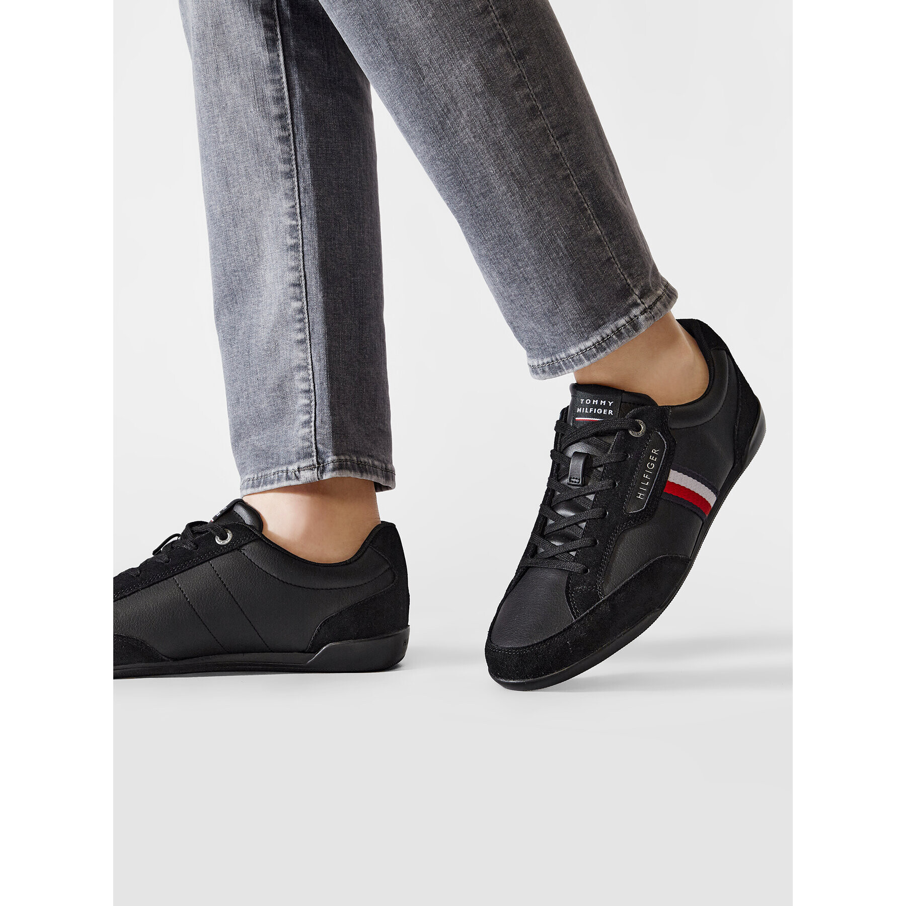 Tommy Hilfiger Сникърси Corporate Mix Leather Cupsole FM0FM04015 Черен - Pepit.bg